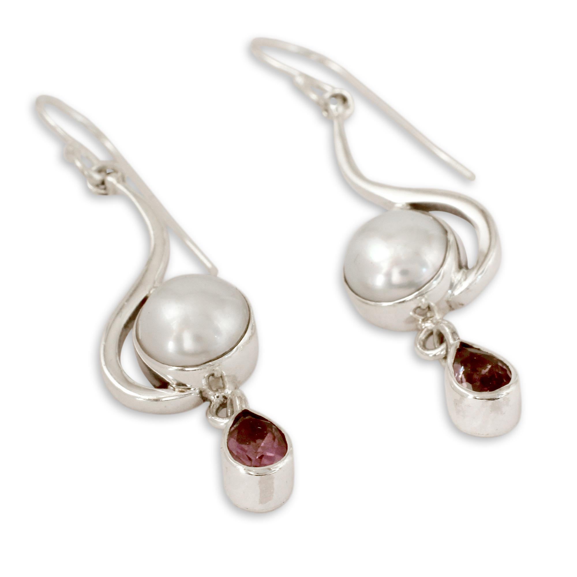 Premium Cloud Sonnet Pearl Earrings with Amethyst Accent