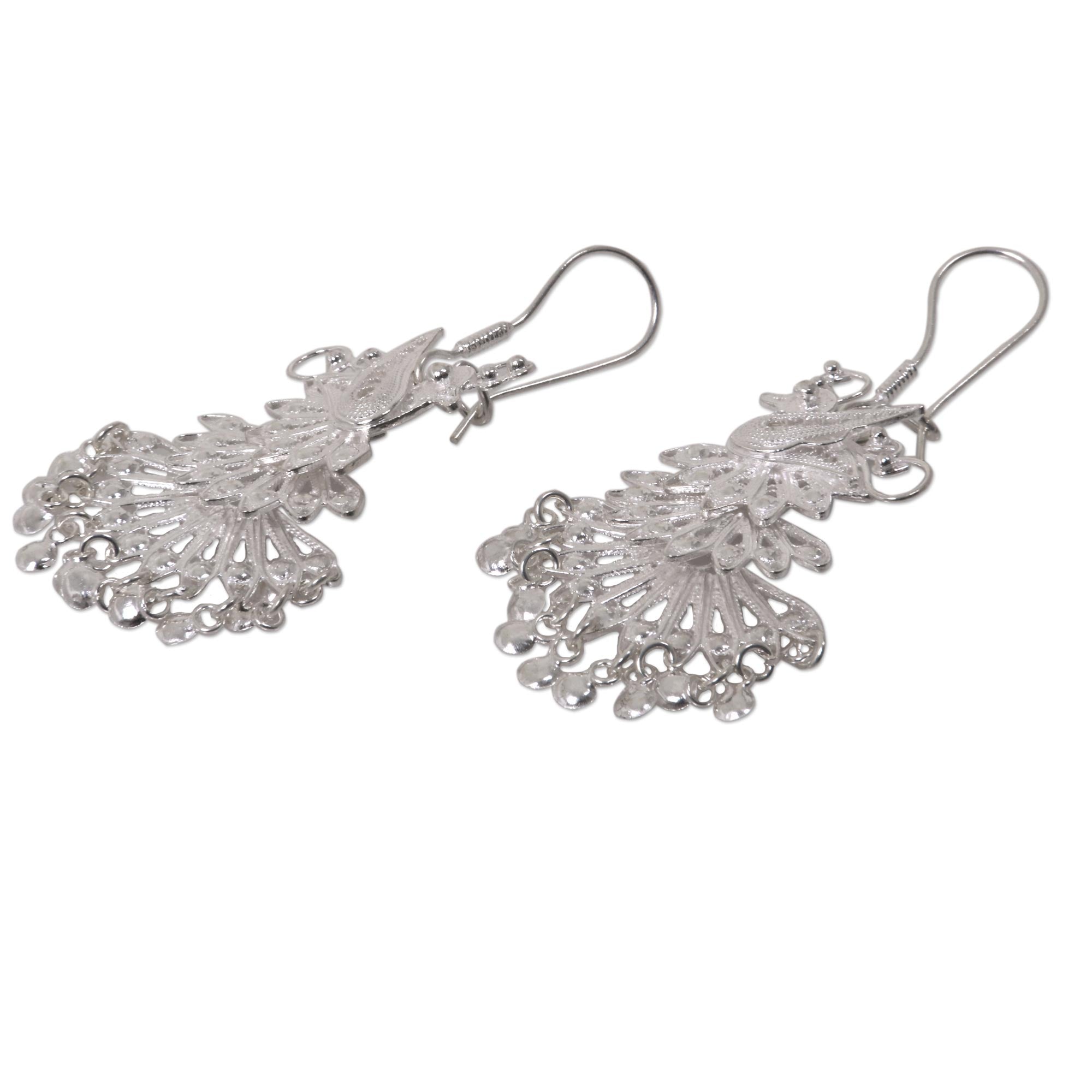 Premium Royal Peacock Sterling Silver Bridal Earrings