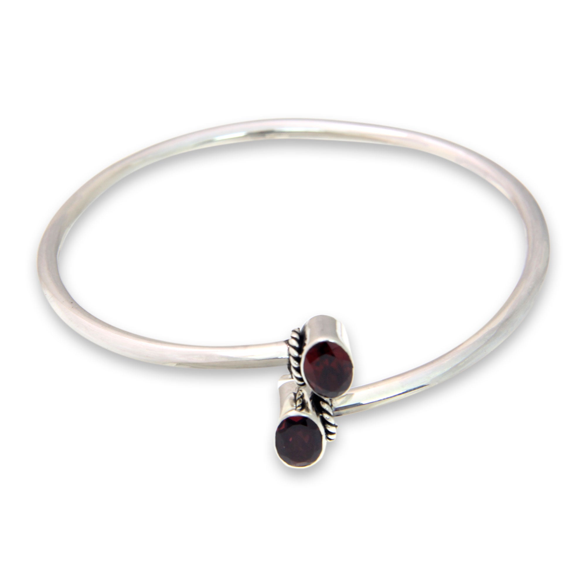 Premium Bound To You Balinese Garnet & Sterling Silver Bangle Bracelet