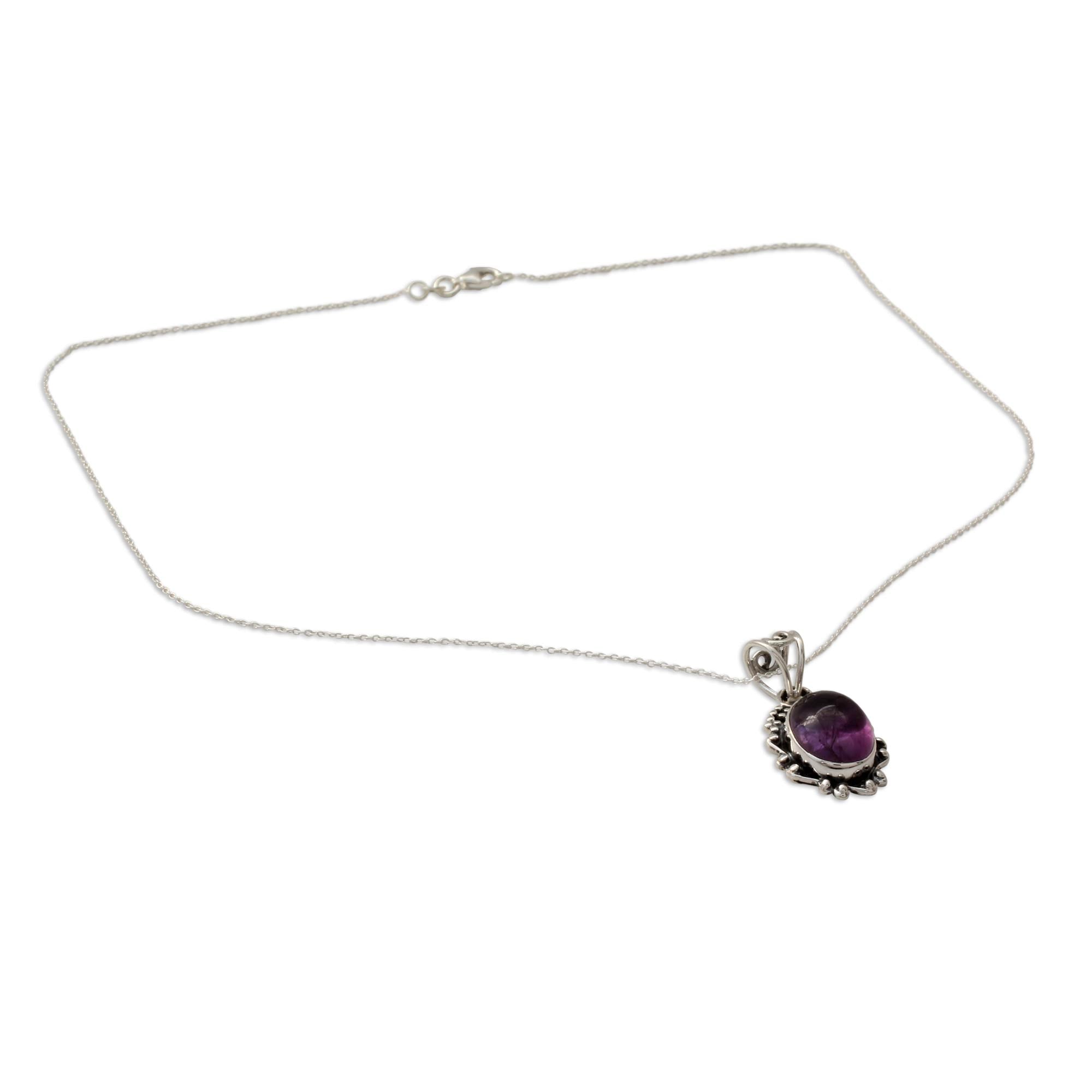 Premium Twilight Mist Amethyst Pendant Necklace - Sterling Silver Elegance