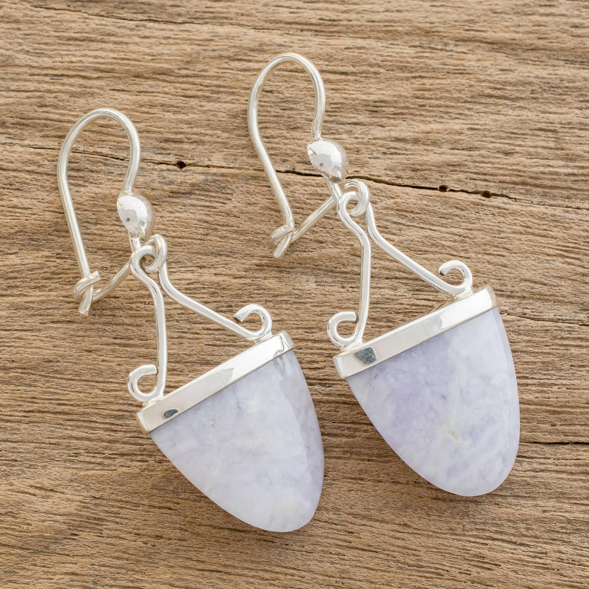 Premium Lilac Jade Earrings - Artisan Crafted Sterling Silver Jewelry