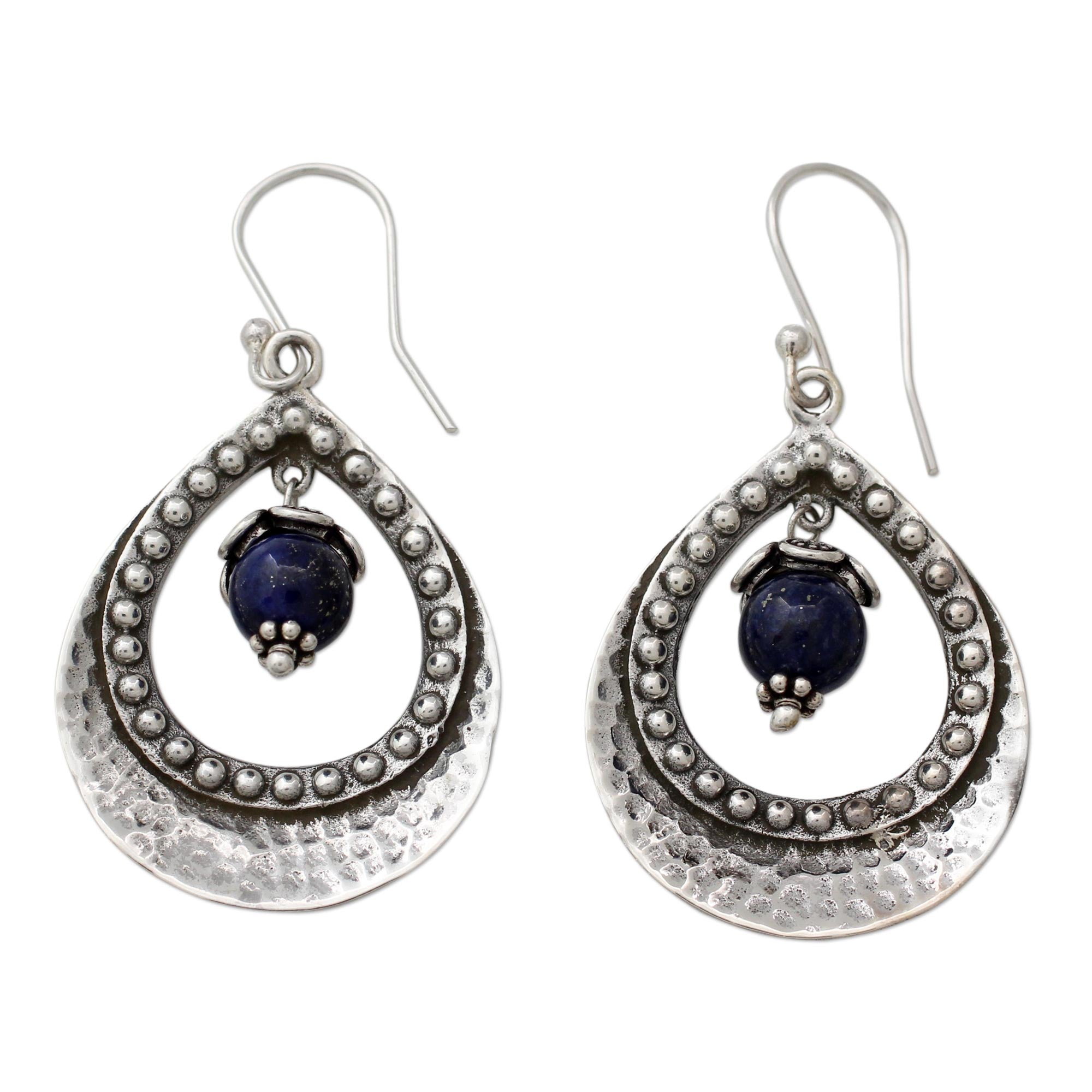 Premium Jaipur Dazzle Lapis Lazuli Earrings in 925 Sterling Silver