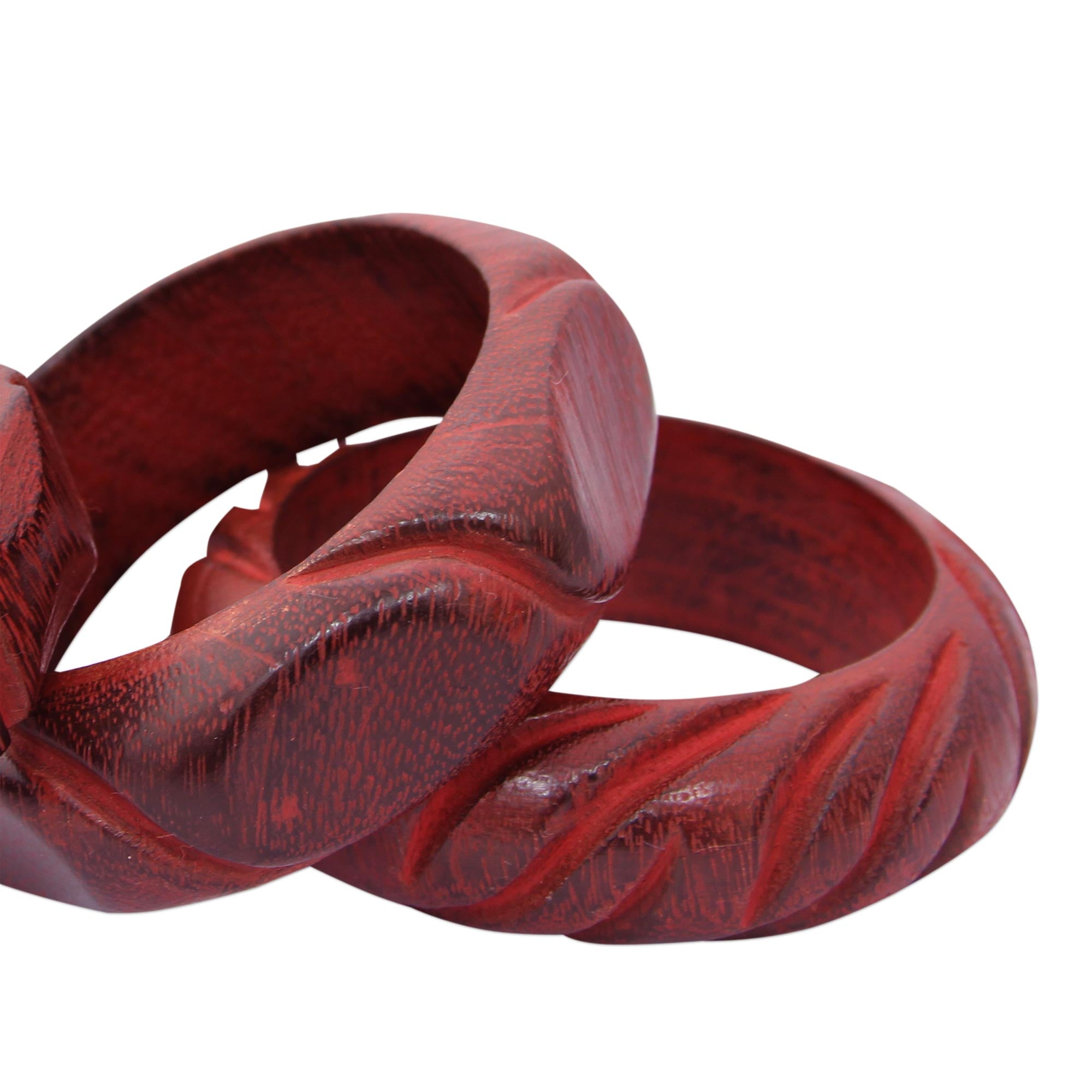 Premium Indian Romance Hand-Carved Mango Wood Bangle Bracelets Set of 3