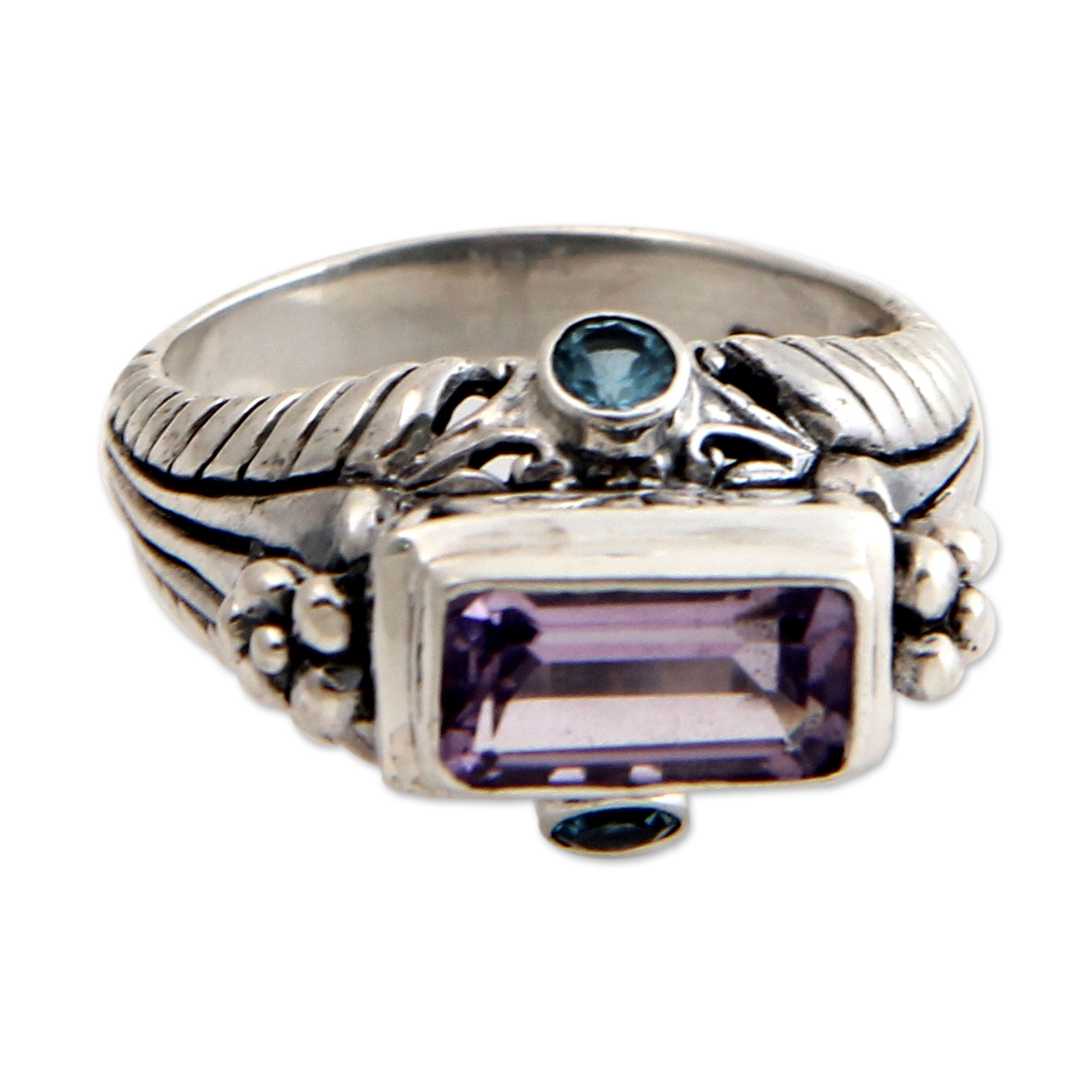 Premium Sea Temple Amethyst & Sterling Silver Statement Ring