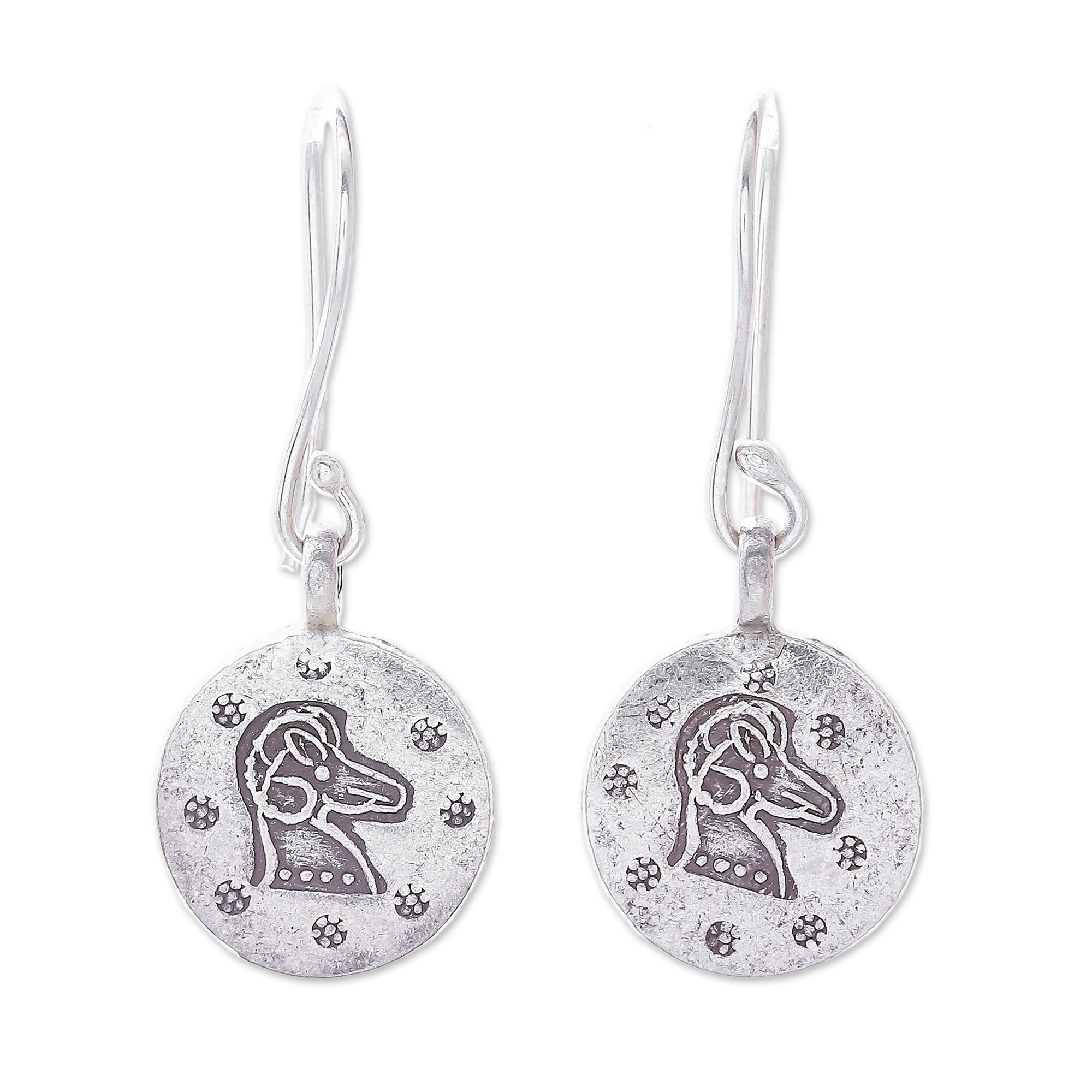 Premium Karen Silver Aries Dangle Earrings - Handcrafted Zodiac Jewelry