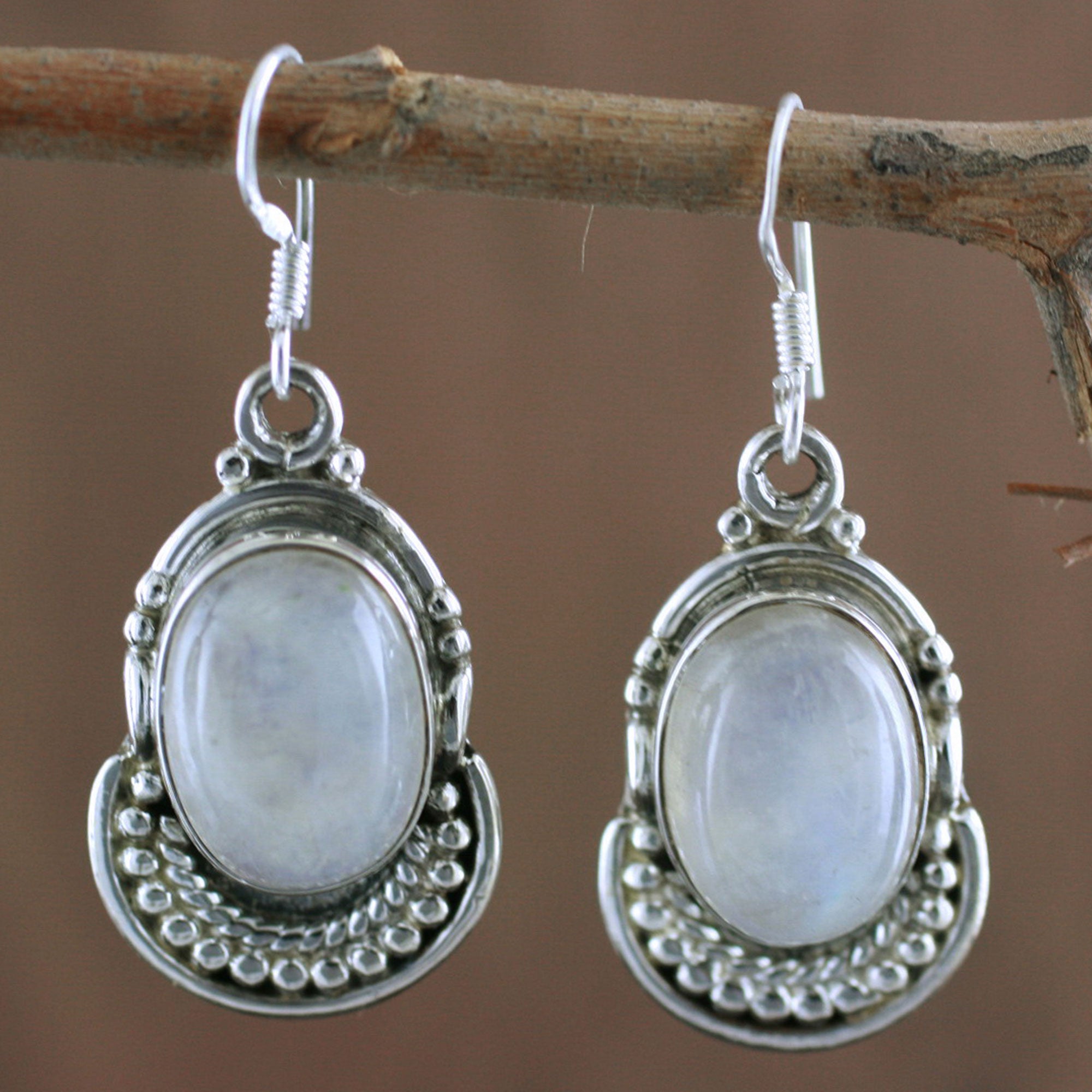 Premium Rainbow Ice Moonstone Sterling Silver Dangle Earrings