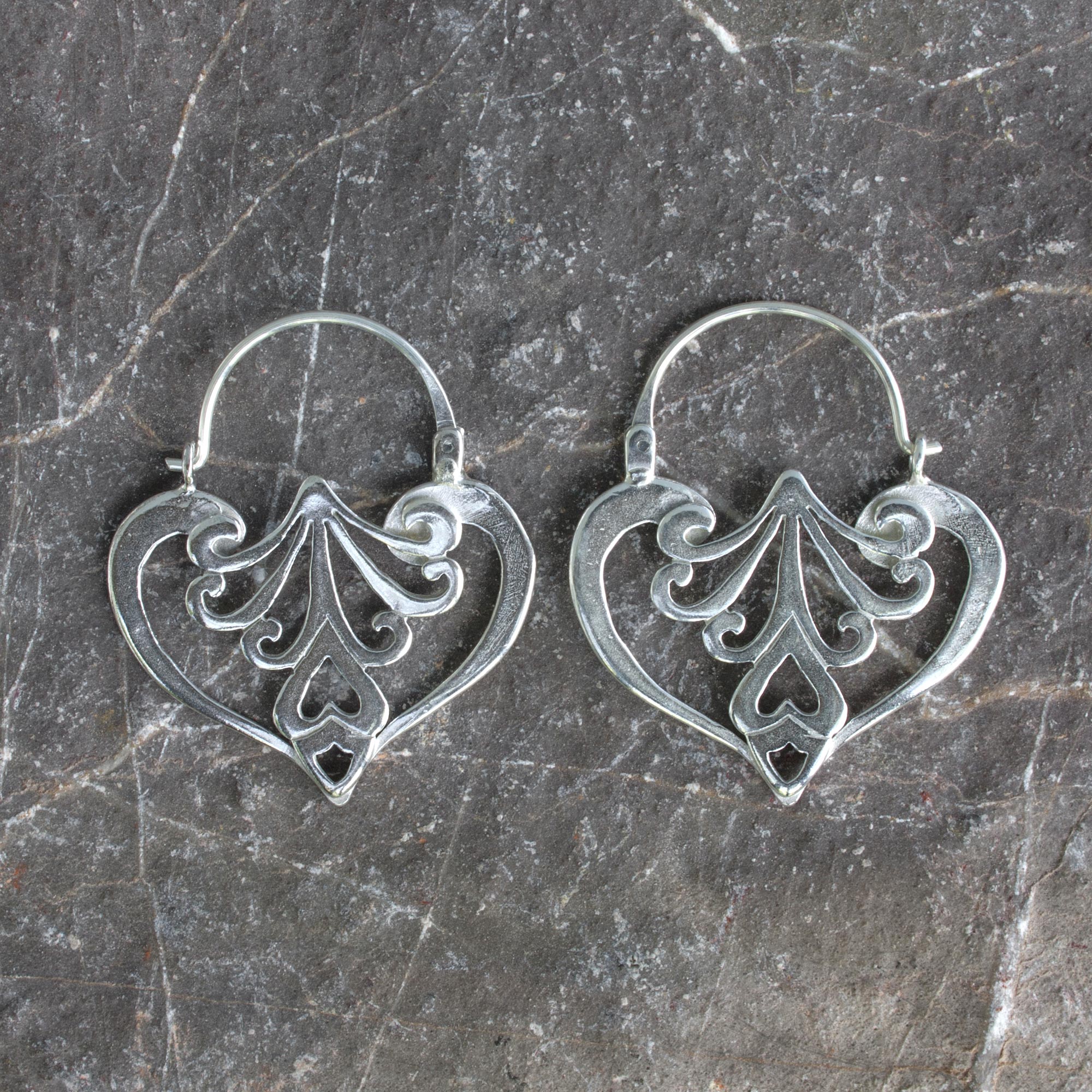 Premium Taxco Romance Sterling Silver Hoop Earrings