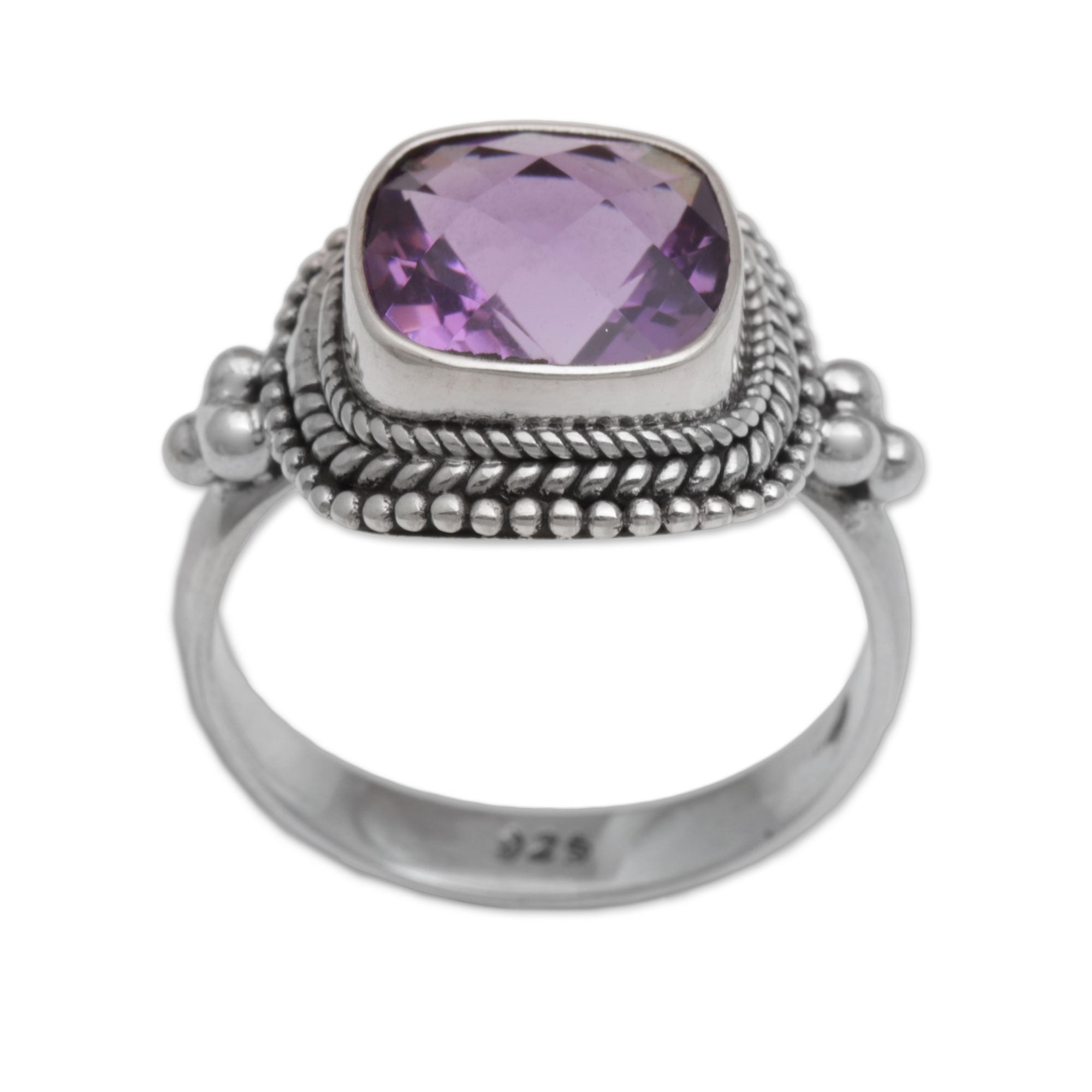 Premium Amethyst Cocktail Ring – Handcrafted Sterling Silver Jewelry from Bali