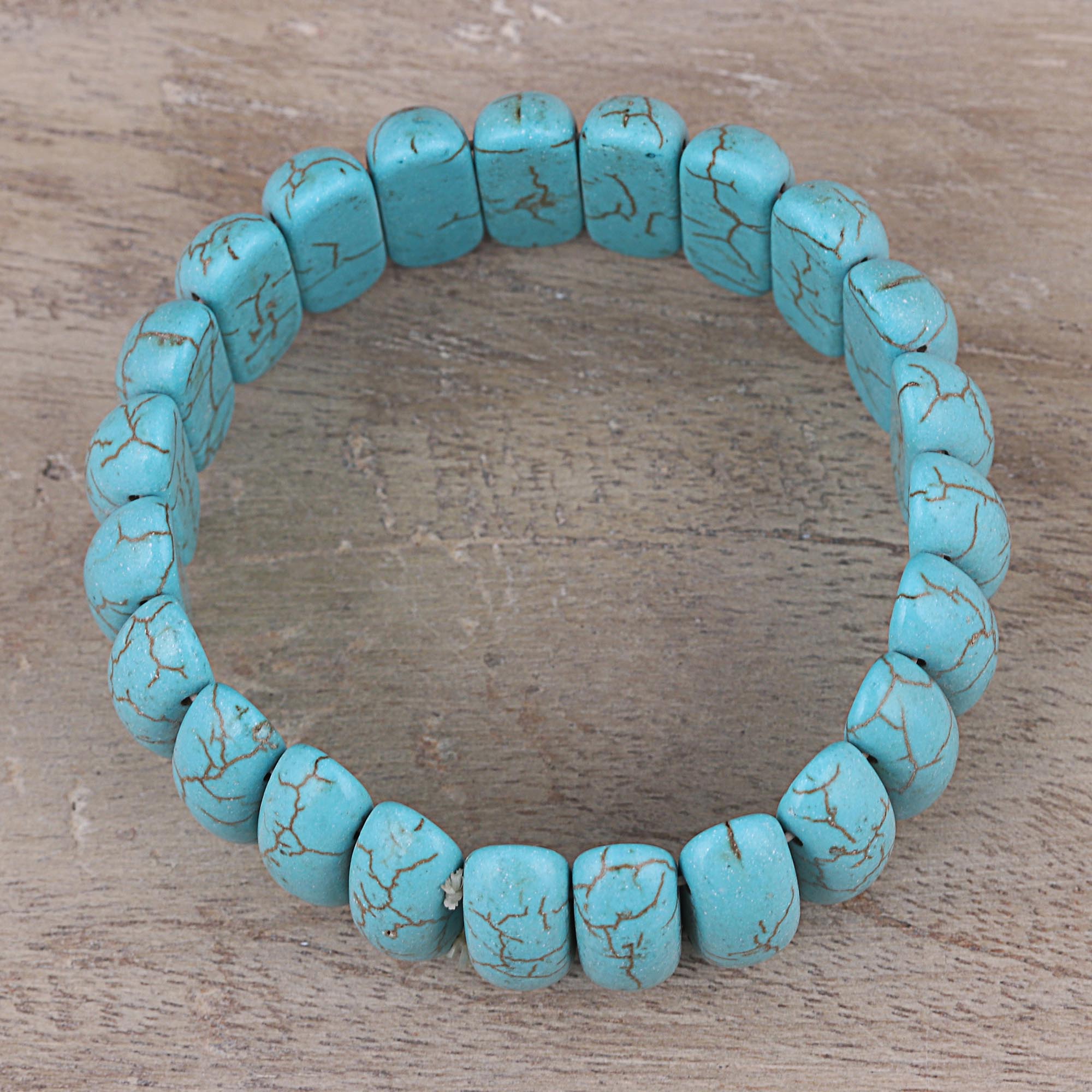 Premium Cool Water Turquoise Beaded Stretch Bracelet - Summer Refresh Style