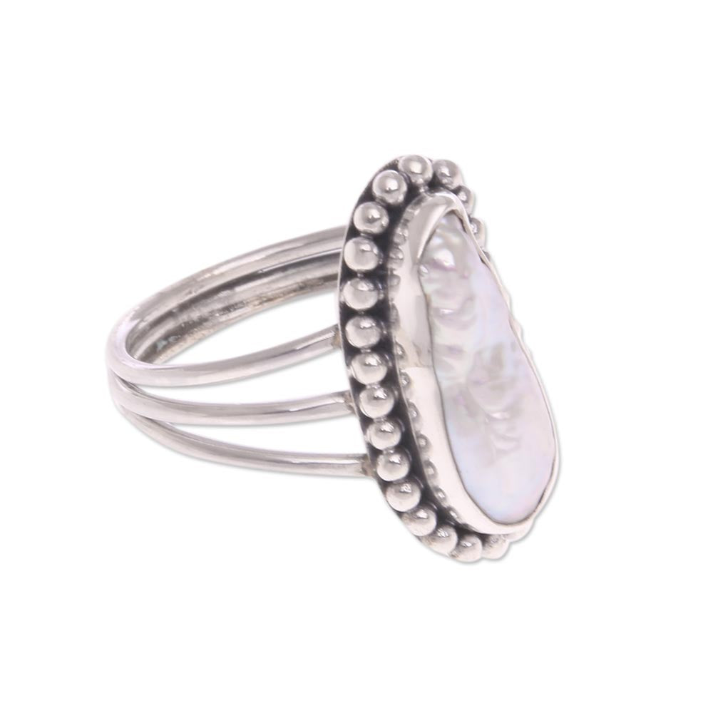 Premium Laut Princess Cultured Pearl Sterling Silver Cocktail Ring