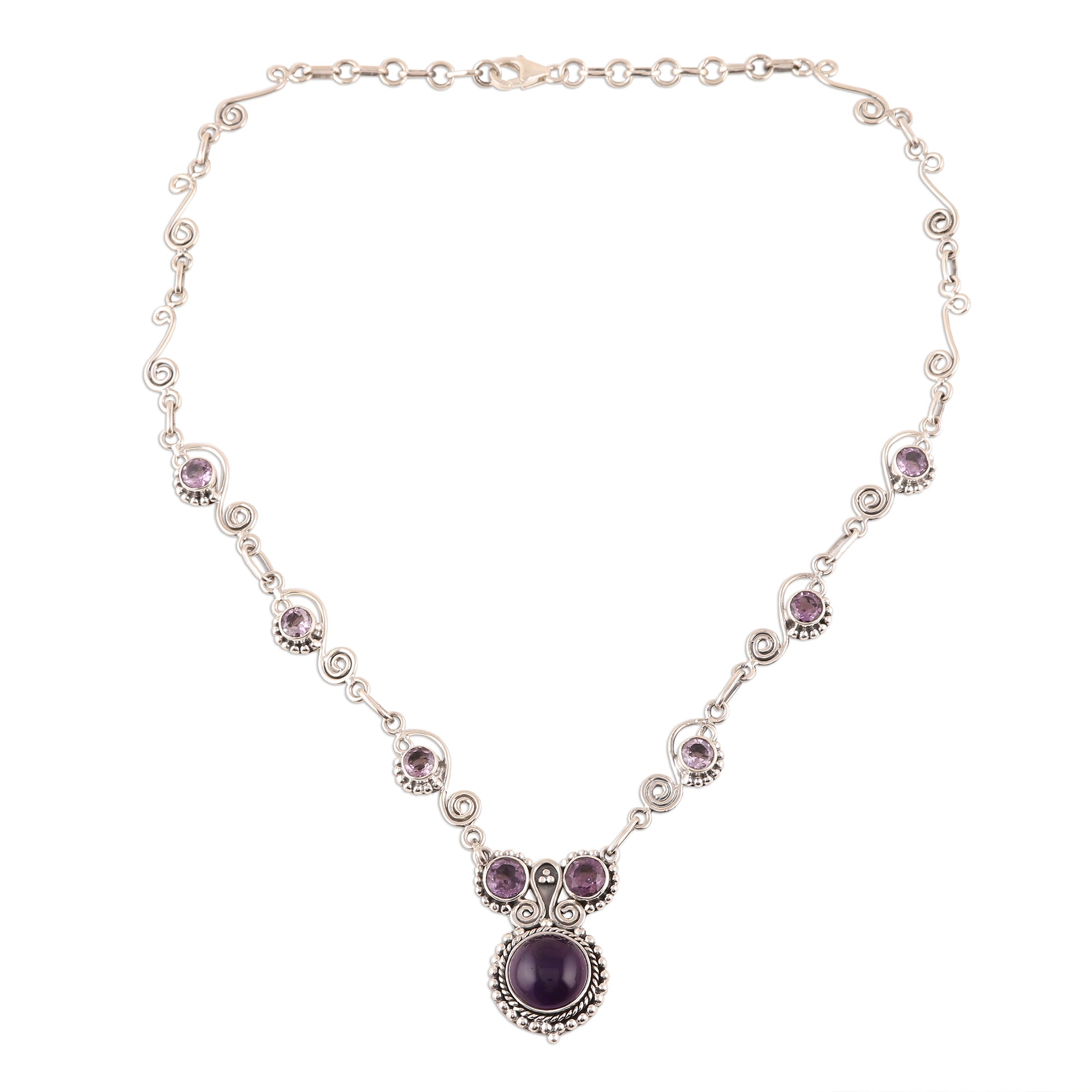 Premium Amethyst Sterling Silver Necklace - Timeless Indian Elegance