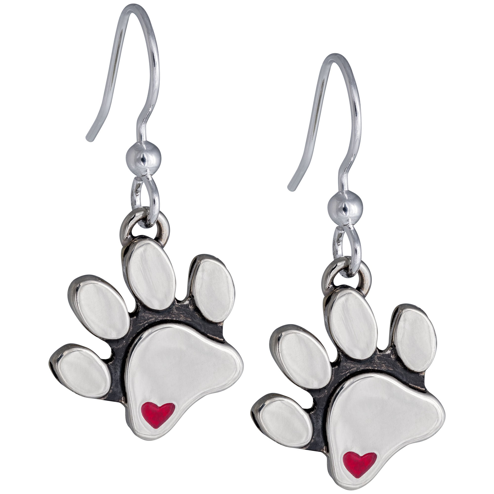 Premium Heart Paw Print Earrings - Handcrafted Silver-Tone Design