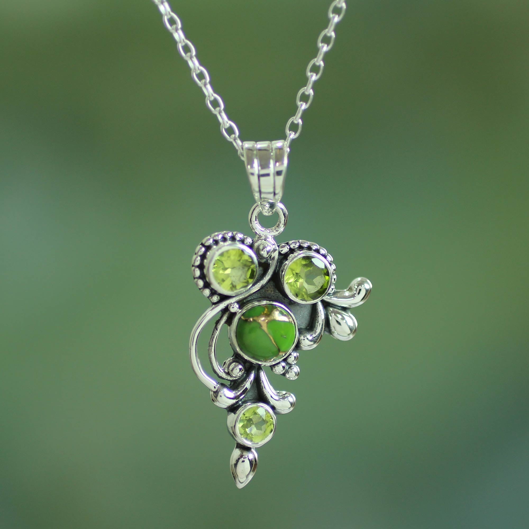 Premium Mystic Forest Peridot Pendant Necklace - Handcrafted Sterling Silver Jewelry