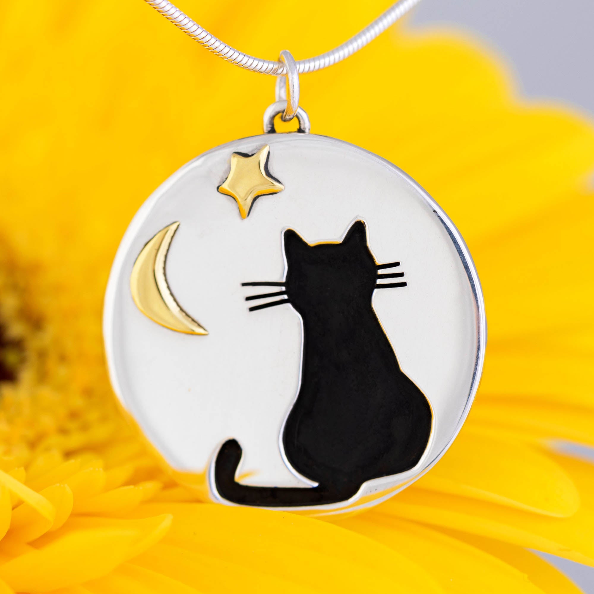 Premium Moonlight Kitty Cat Sterling Silver Necklace