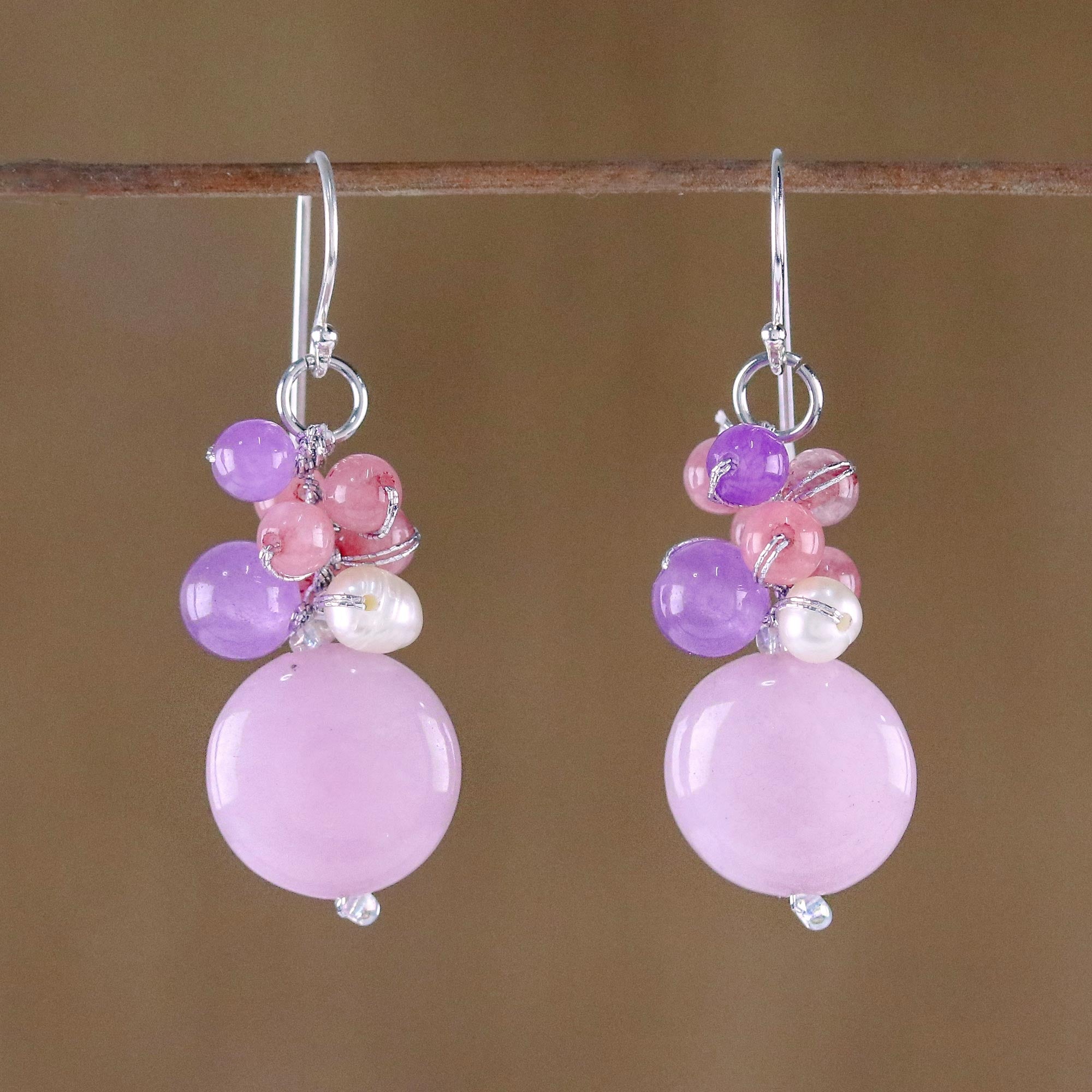 Premium Sweet Thai Joy Handmade Quartz & Pearl Earrings