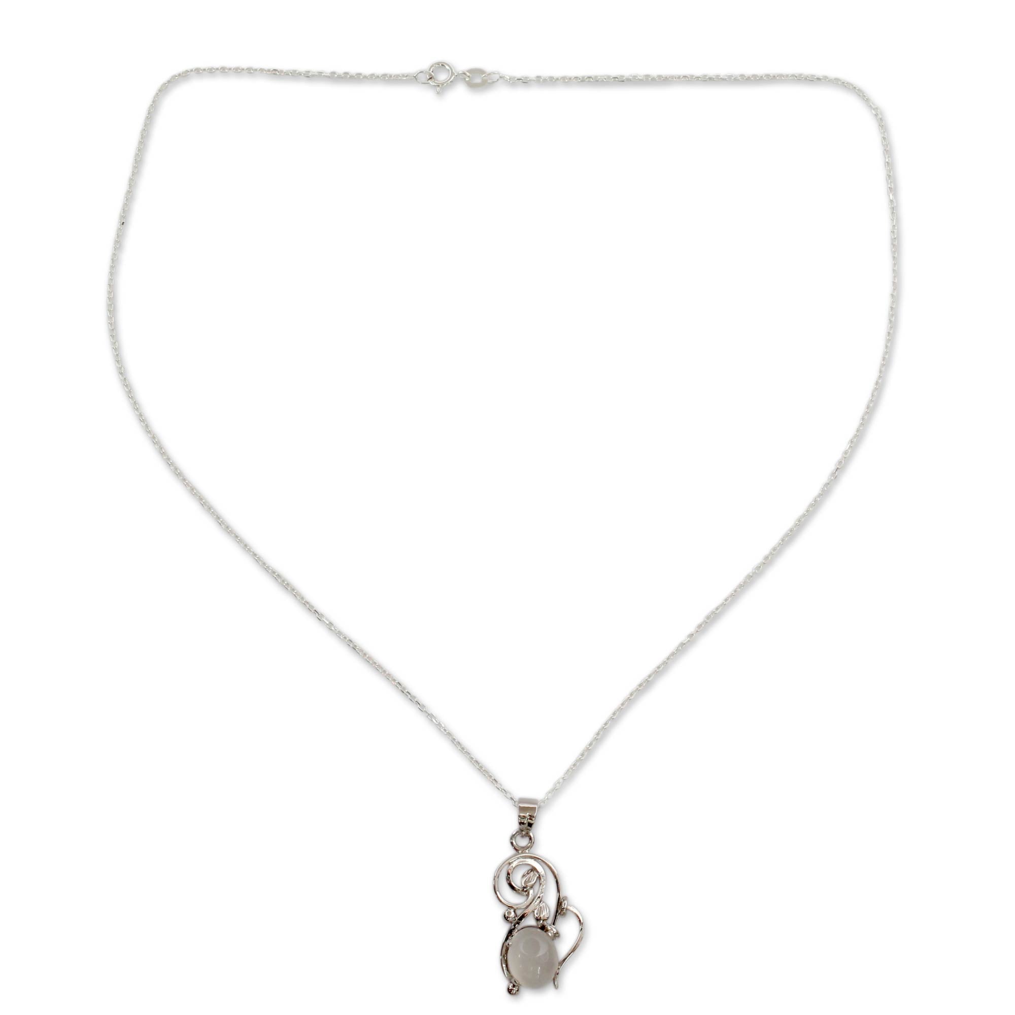 Premium Lunar Treasure Moonstone Necklace - Artisan Crafted Sterling Silver Jewelry