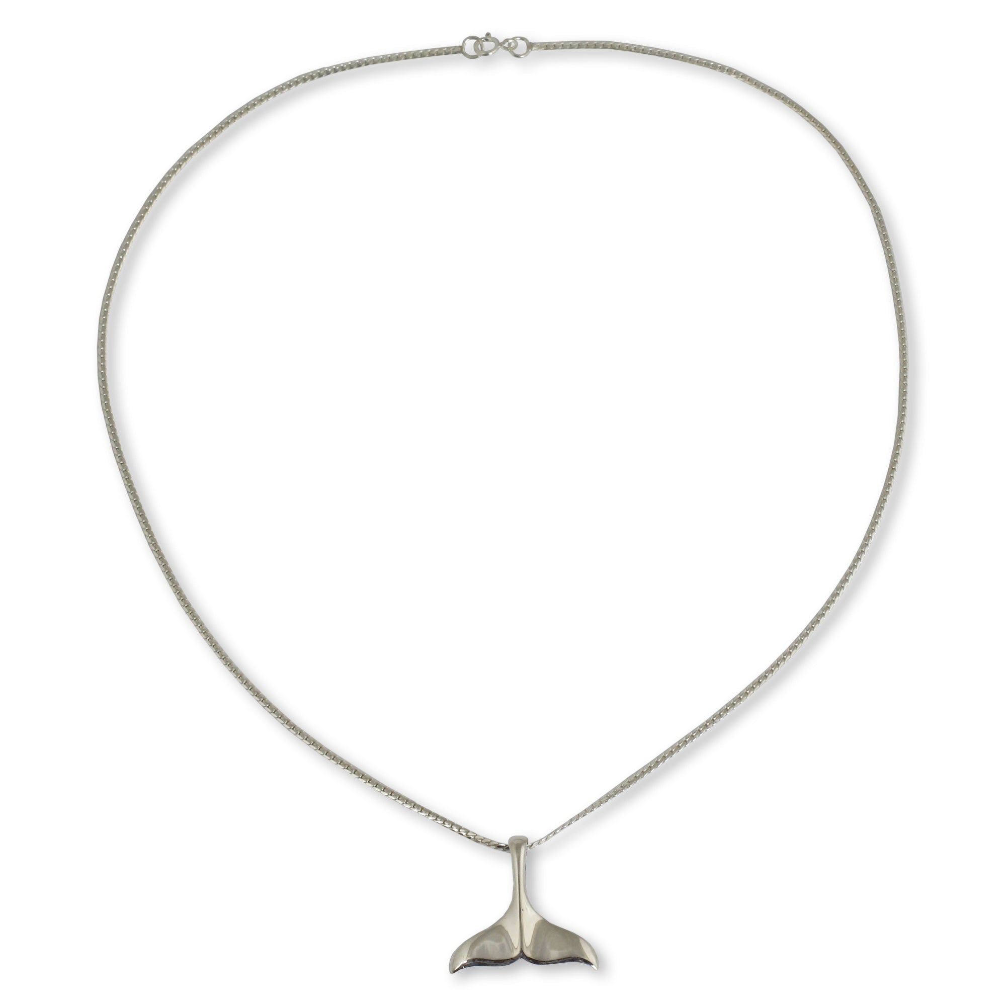 Premium Glistening Whale Tail Silver Pendant Necklace