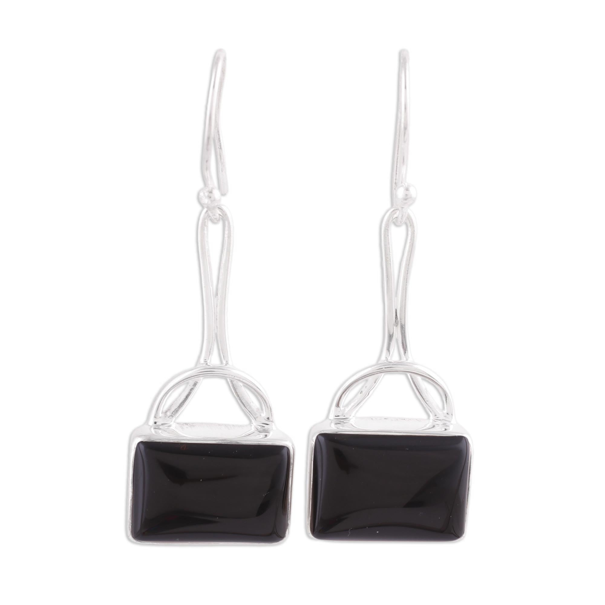 Premium Mystical Gaze Black Onyx Dangle Earrings - Handcrafted Sterling Silver Jewelry