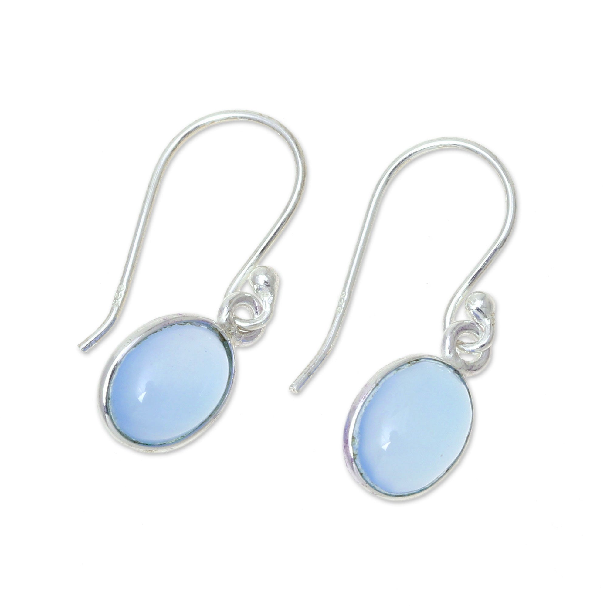 Premium Luminous Sky Blue Sterling Silver Earrings - Handmade Elegance