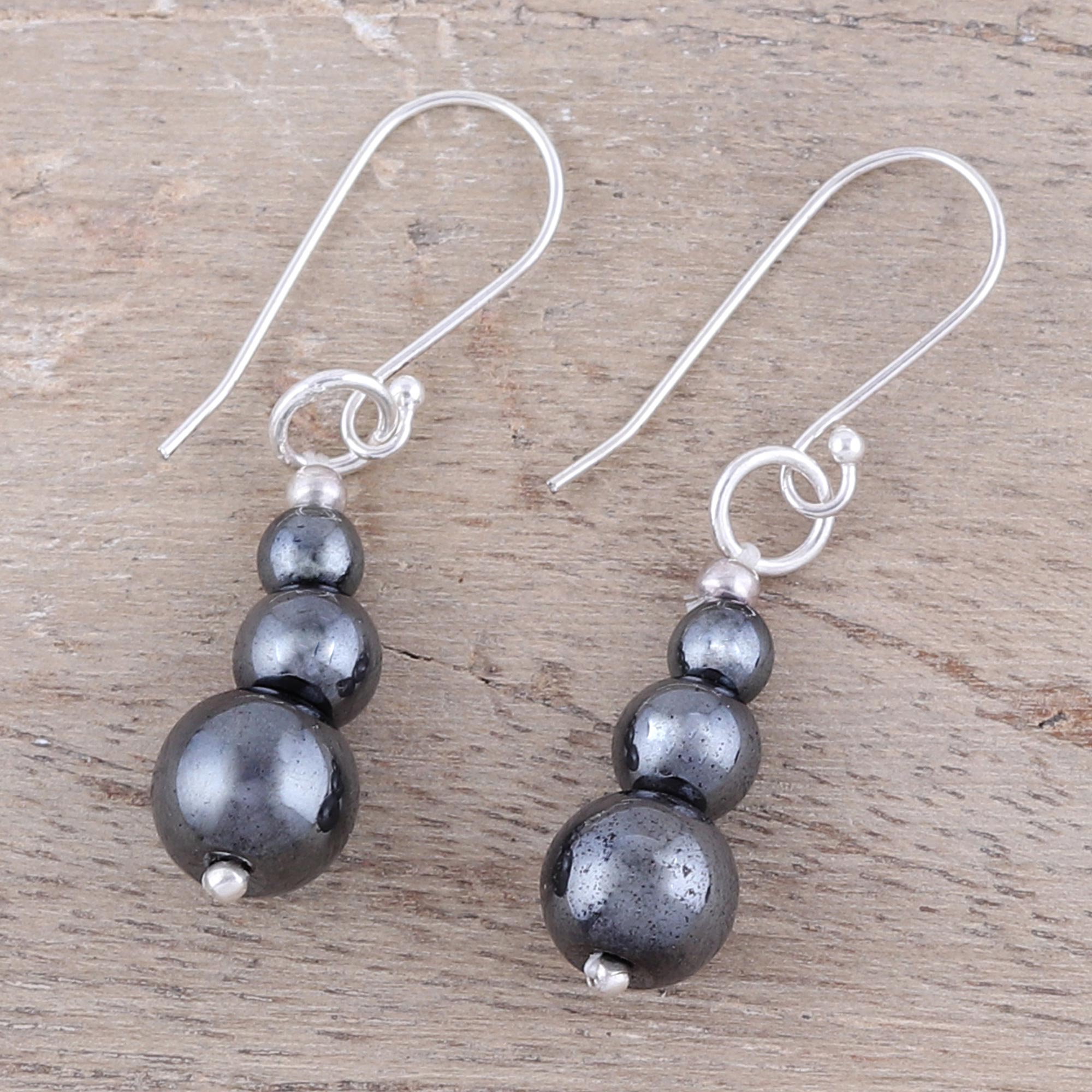 Premium Mysteries of the Night Hematite Earrings with Sterling Silver Hooks