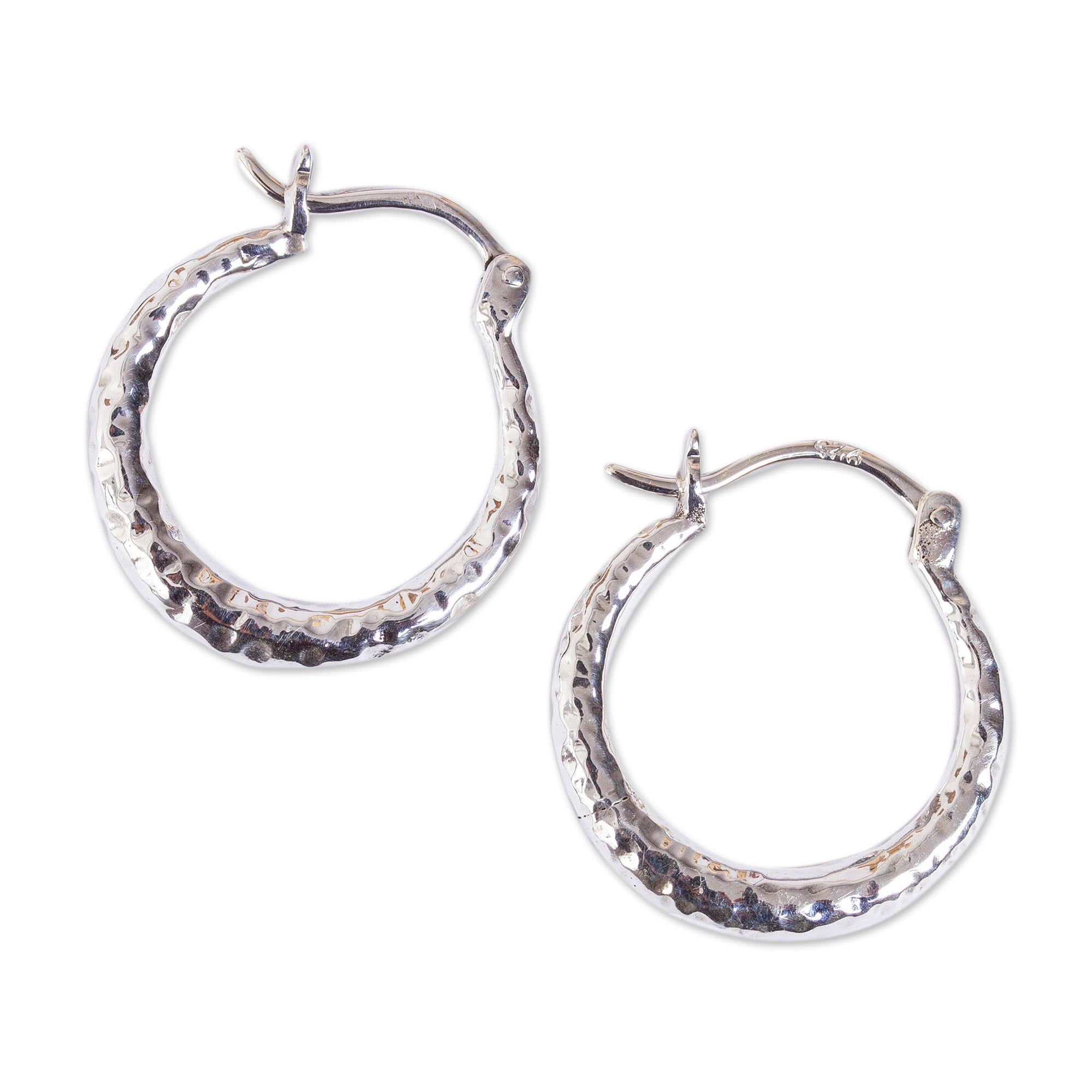 Premium Hammered Taxco Sterling Silver Hoop Earrings – Handcrafted in Mexico