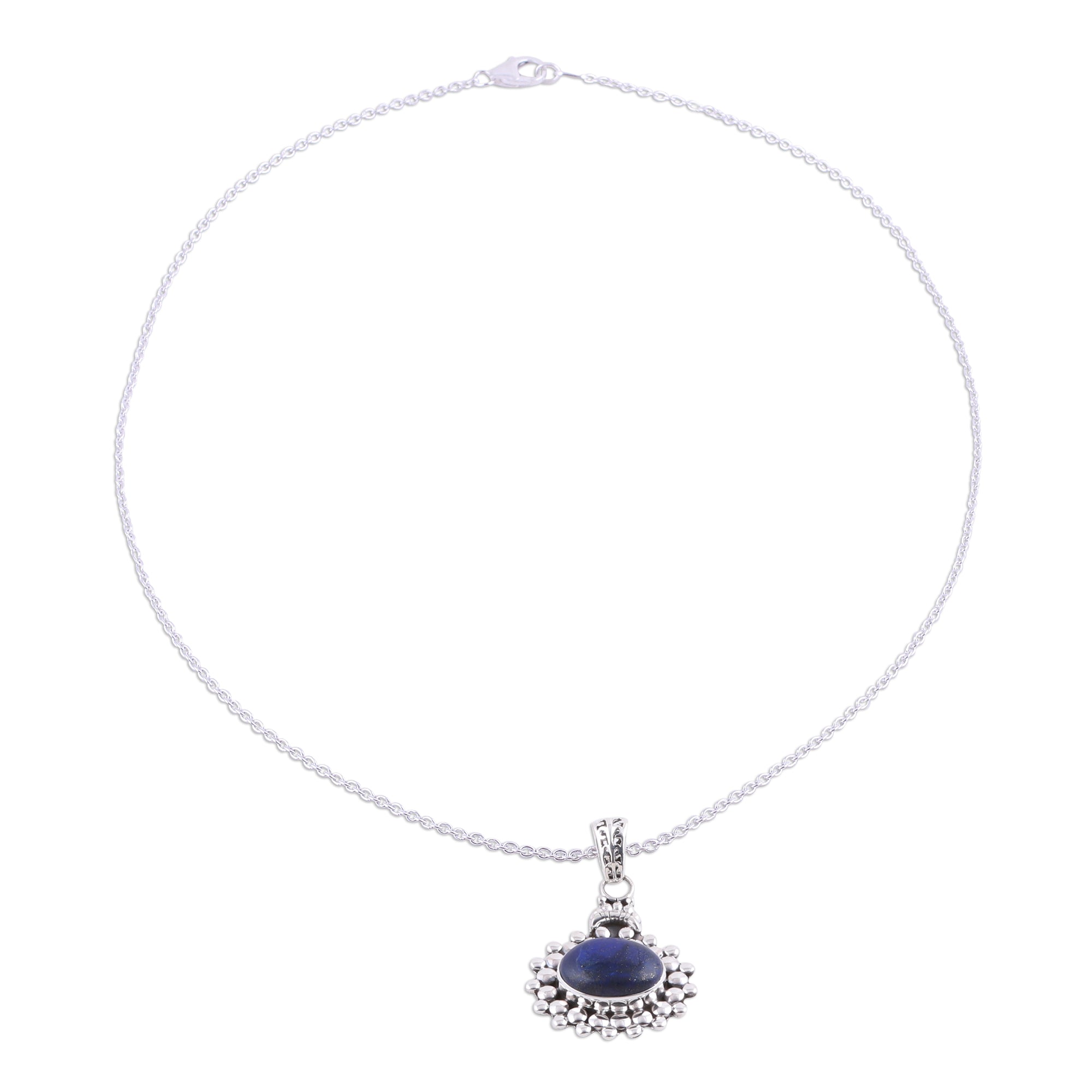 Premium Lapis Lazuli and Sterling Silver Pendant Necklace - Jewel of Jaipur Collection