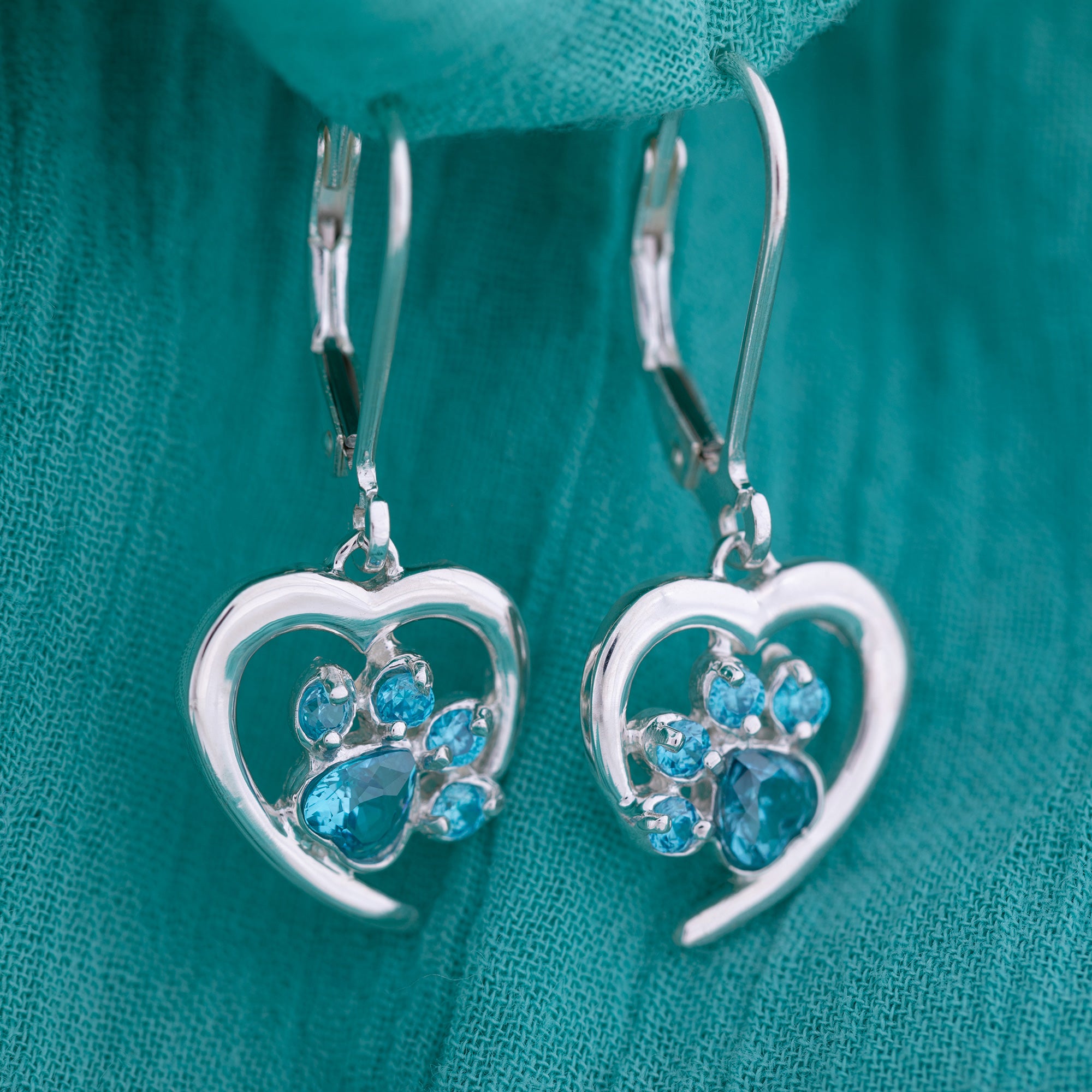 Premium Sterling Silver Birthstone Paw Print Earrings - Always in My Heart