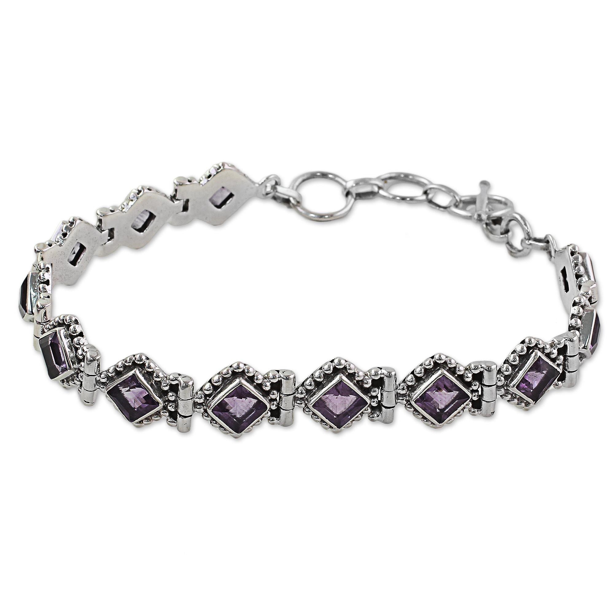 Premium Purple Voyage Amethyst Sterling Silver Tennis Bracelet – Handcrafted in India