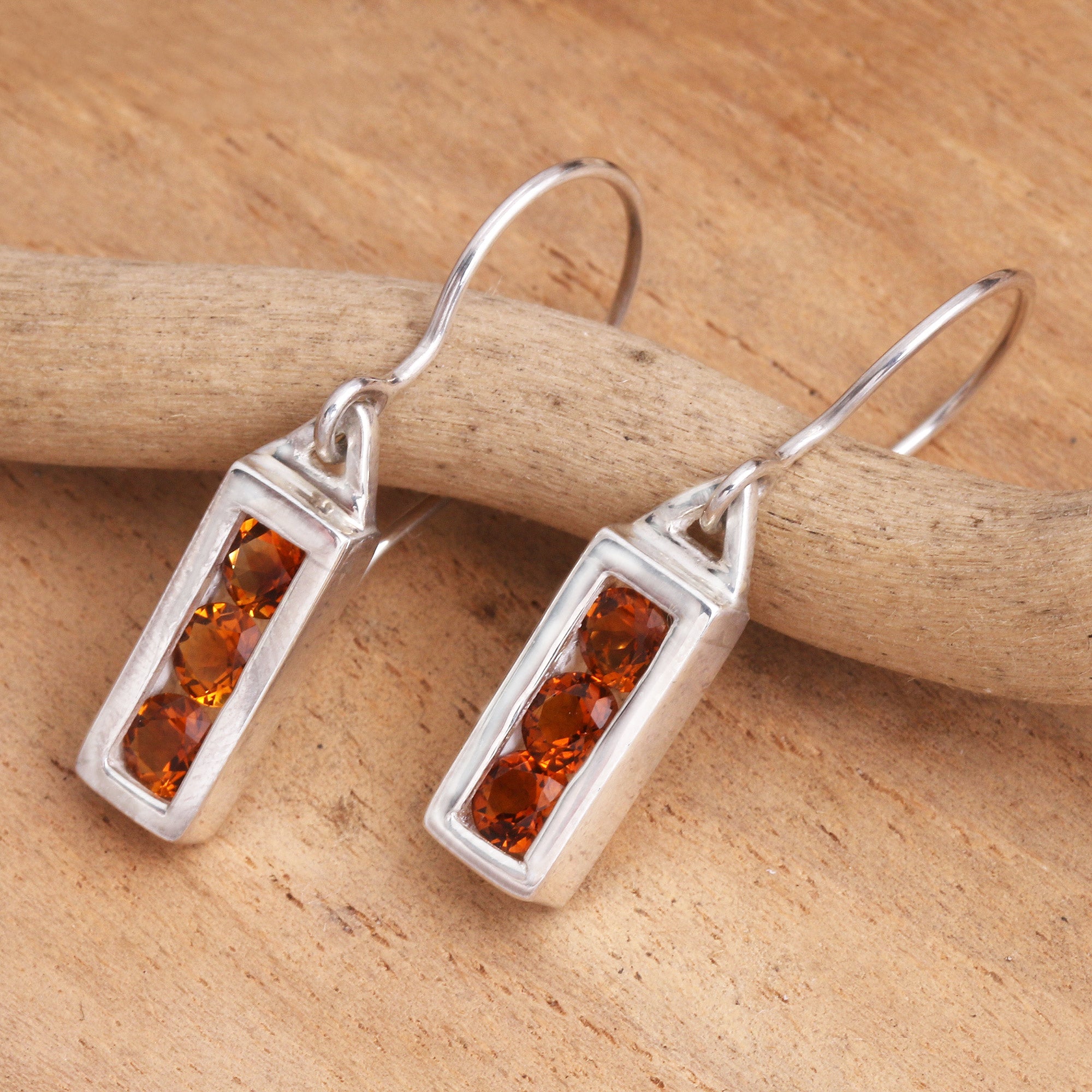 Premium Golden Lantern Citrine Sterling Silver Dangle Earrings