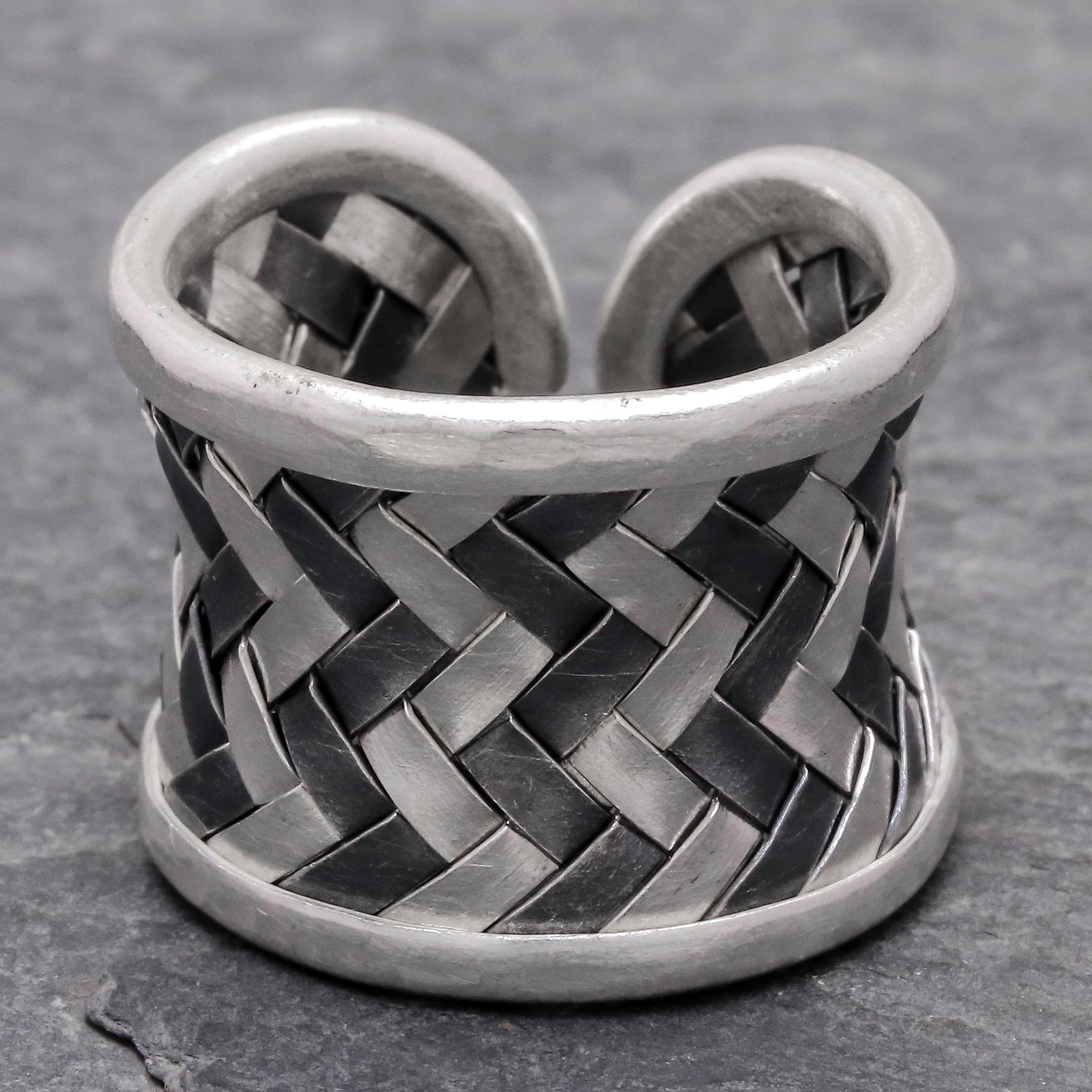 Premium Dark Path Matte & Oxidized Silver Wrap Ring - Handcrafted Elegance