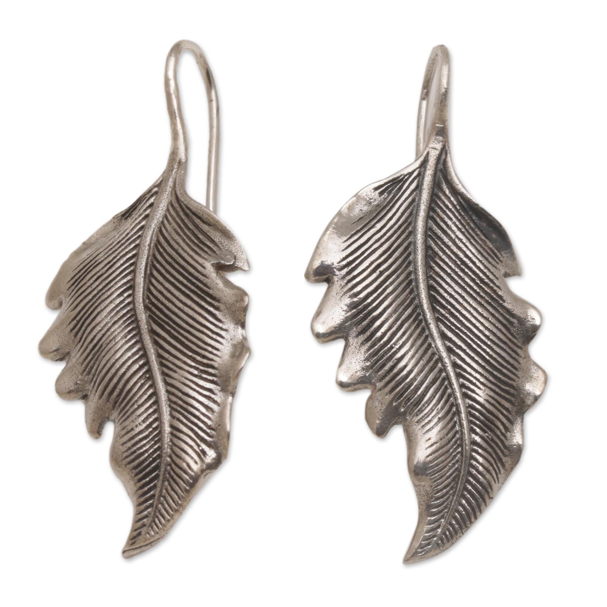 Premium Silver Leaf Drop Earrings - Handcrafted Elegance