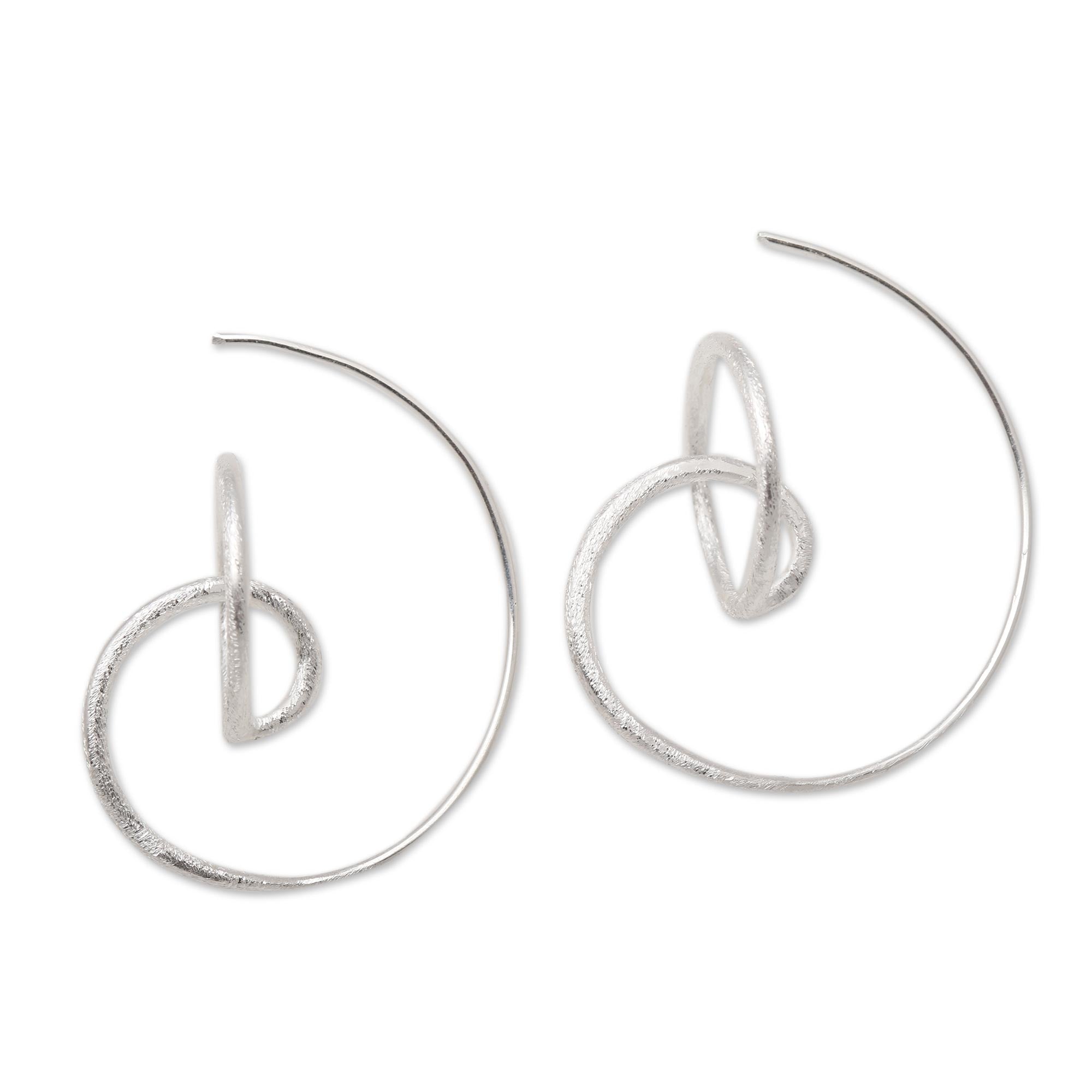 Premium Circular Illusion Sterling Silver Drop Earrings - Handcrafted in Bali