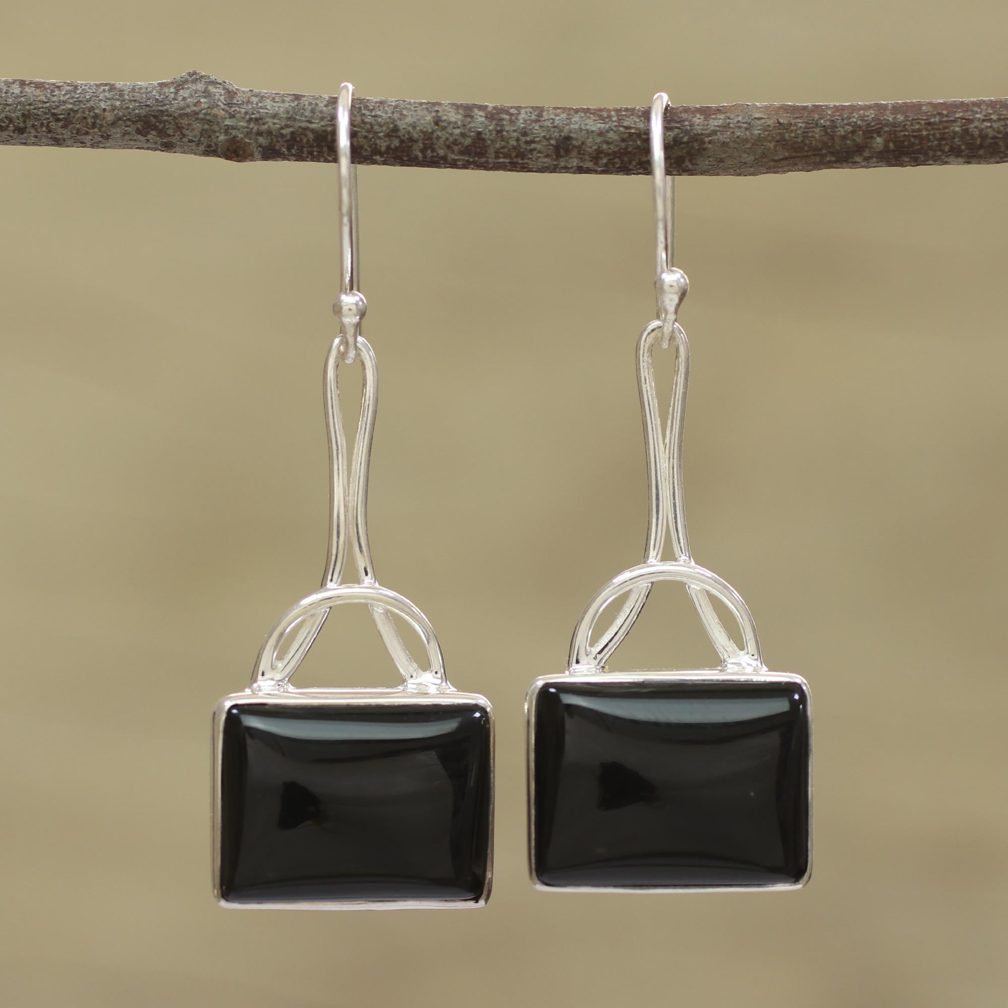 Premium Mystical Gaze Black Onyx Dangle Earrings - Handcrafted Sterling Silver Jewelry