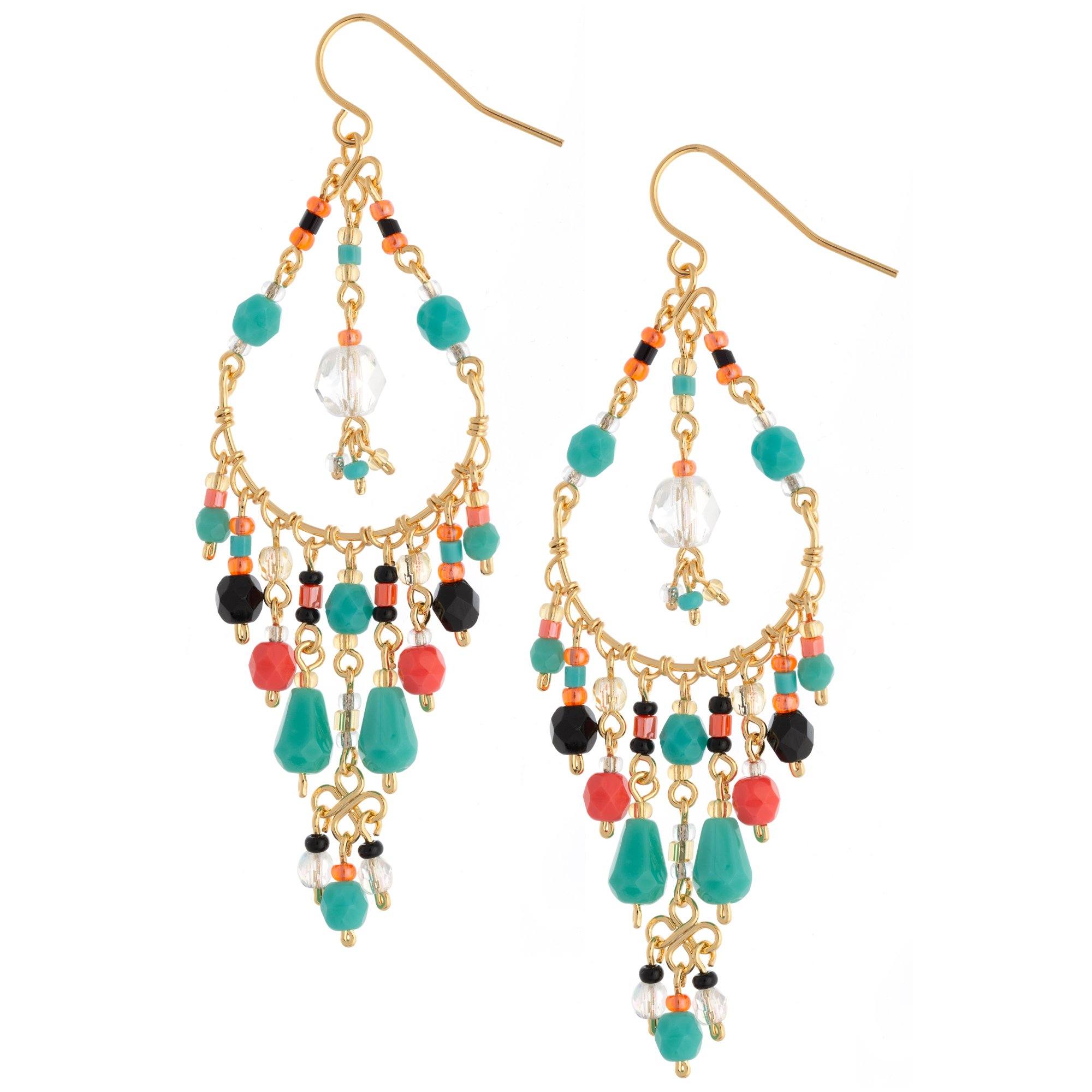 Premium Dazzling Beaded Chandelier Earrings - Handcrafted Fair-Trade Elegance