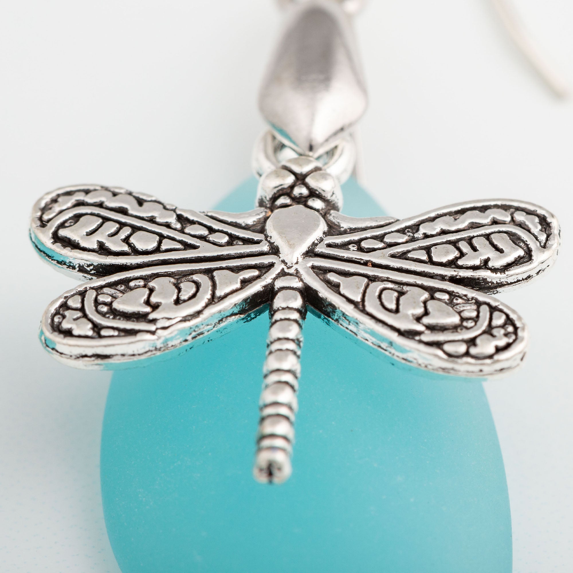 Premium Dragonfly Sea Glass Earrings – Nature-Inspired Elegance