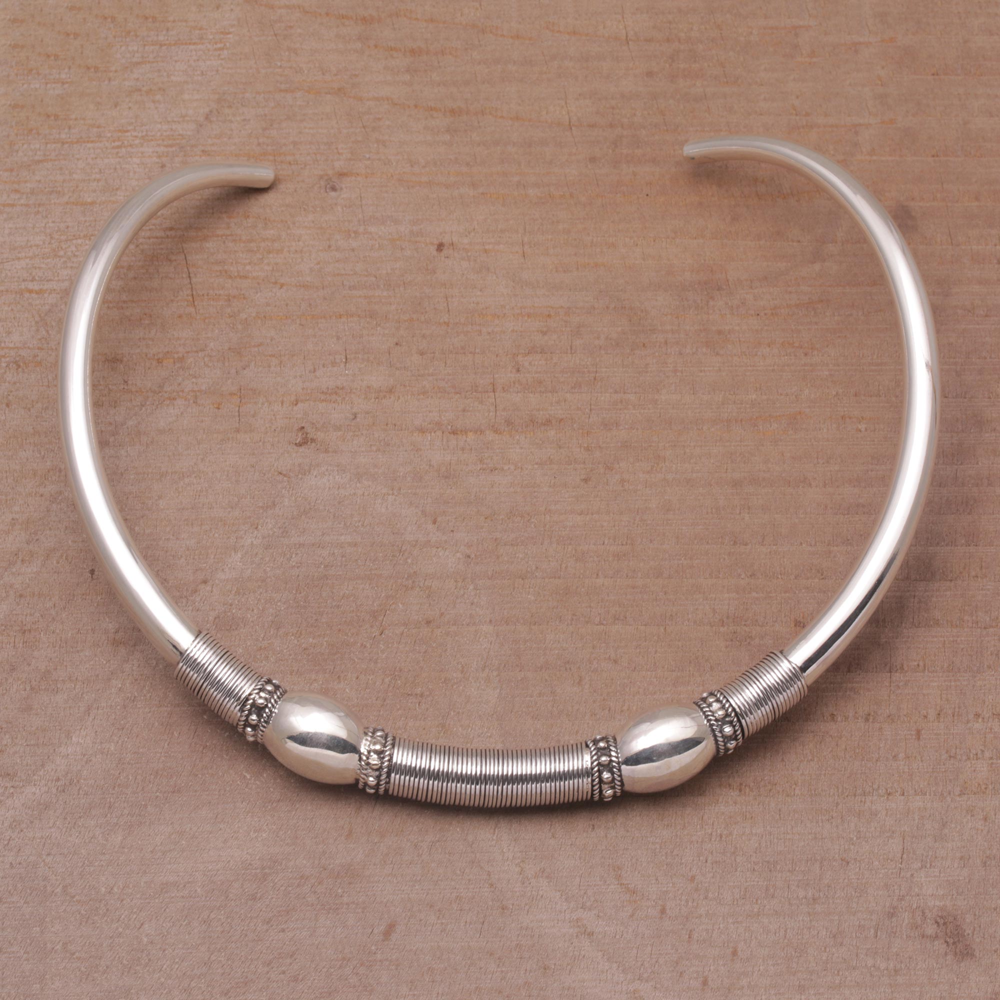 Premium Sterling Silver Bubble & Dot Collar Necklace - Ultimate Balinese Artisan Design