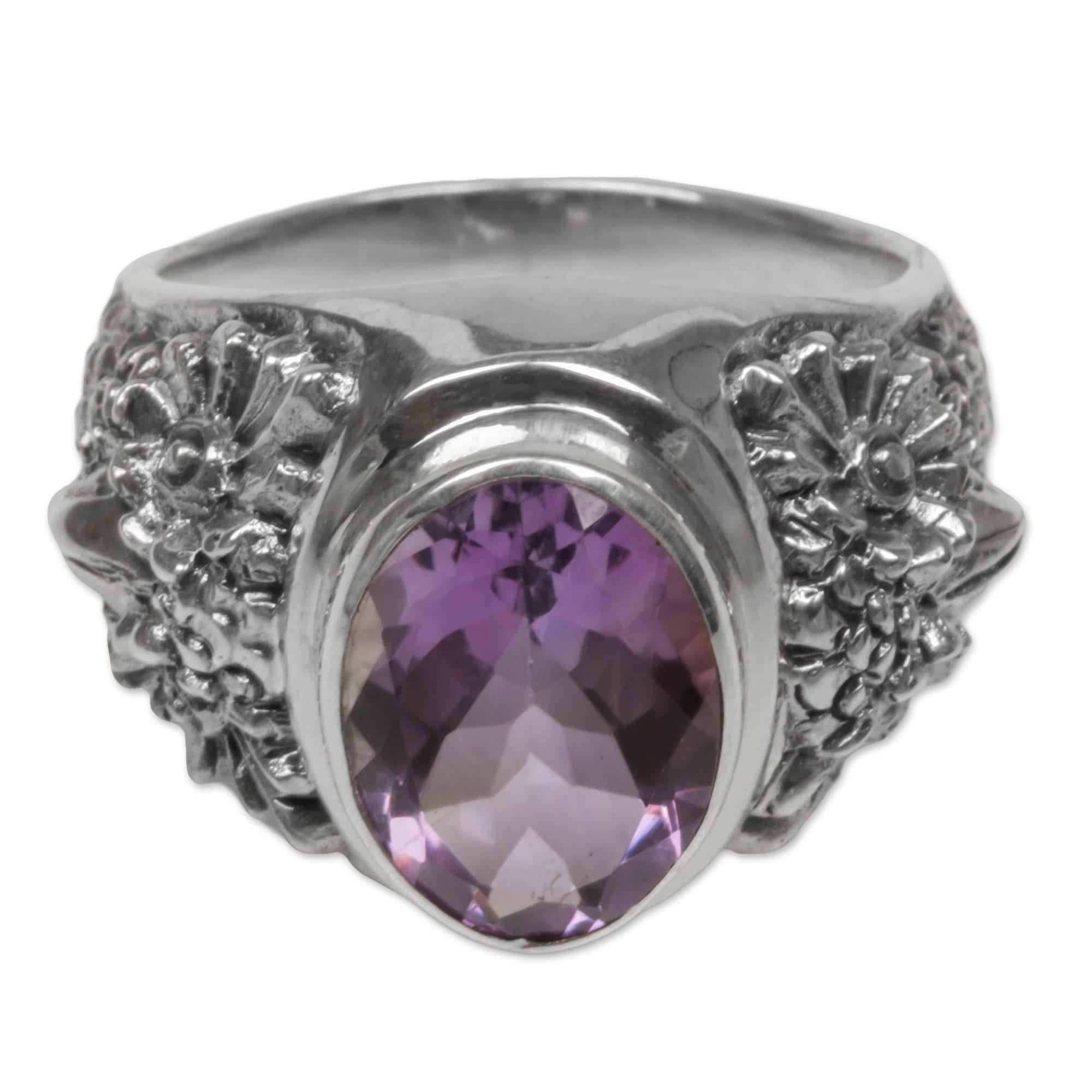 Premium Amethyst Owl Ring by Nyoman Rena