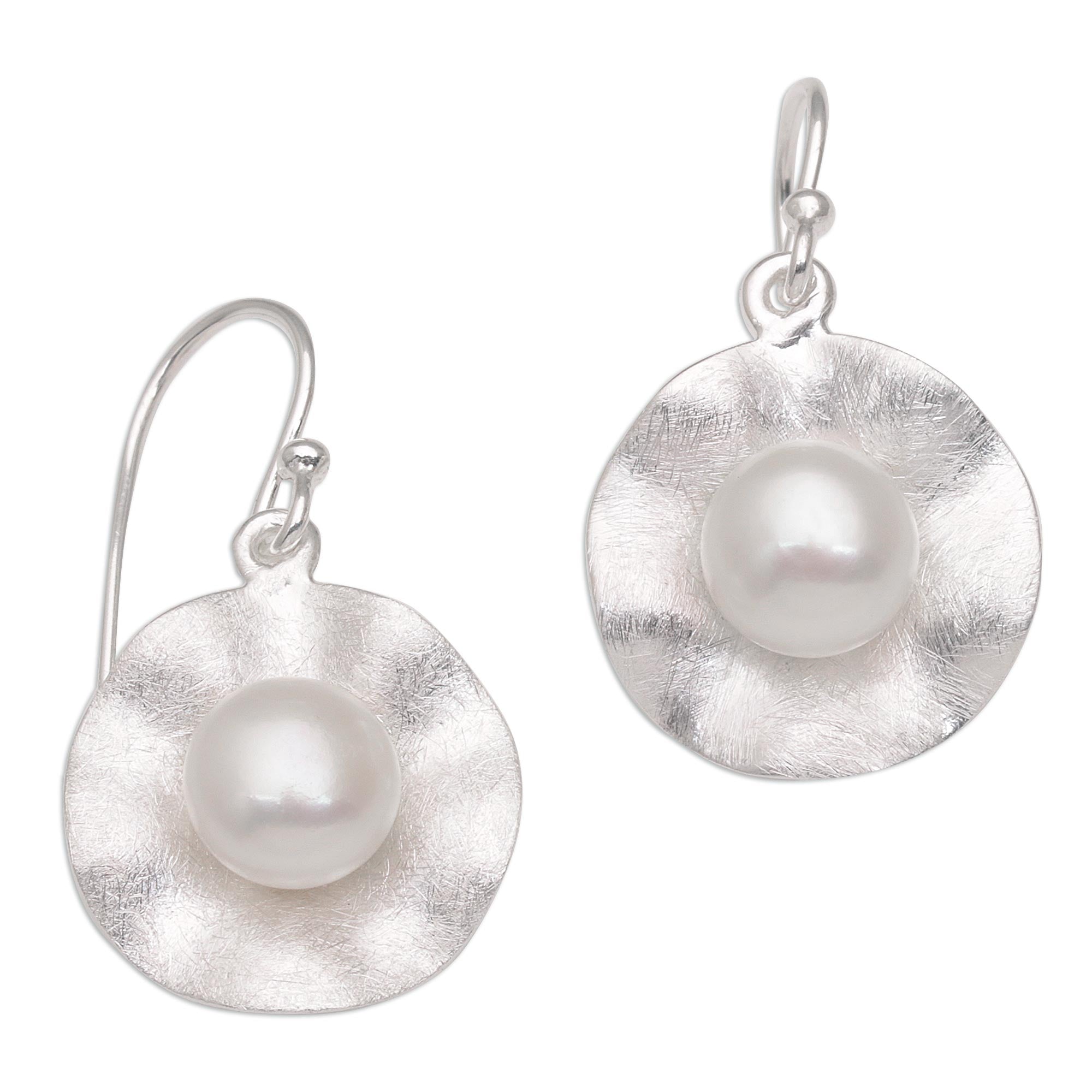 Premium Lily Pad Glow Earrings – Sterling Silver & Cultured Pearl