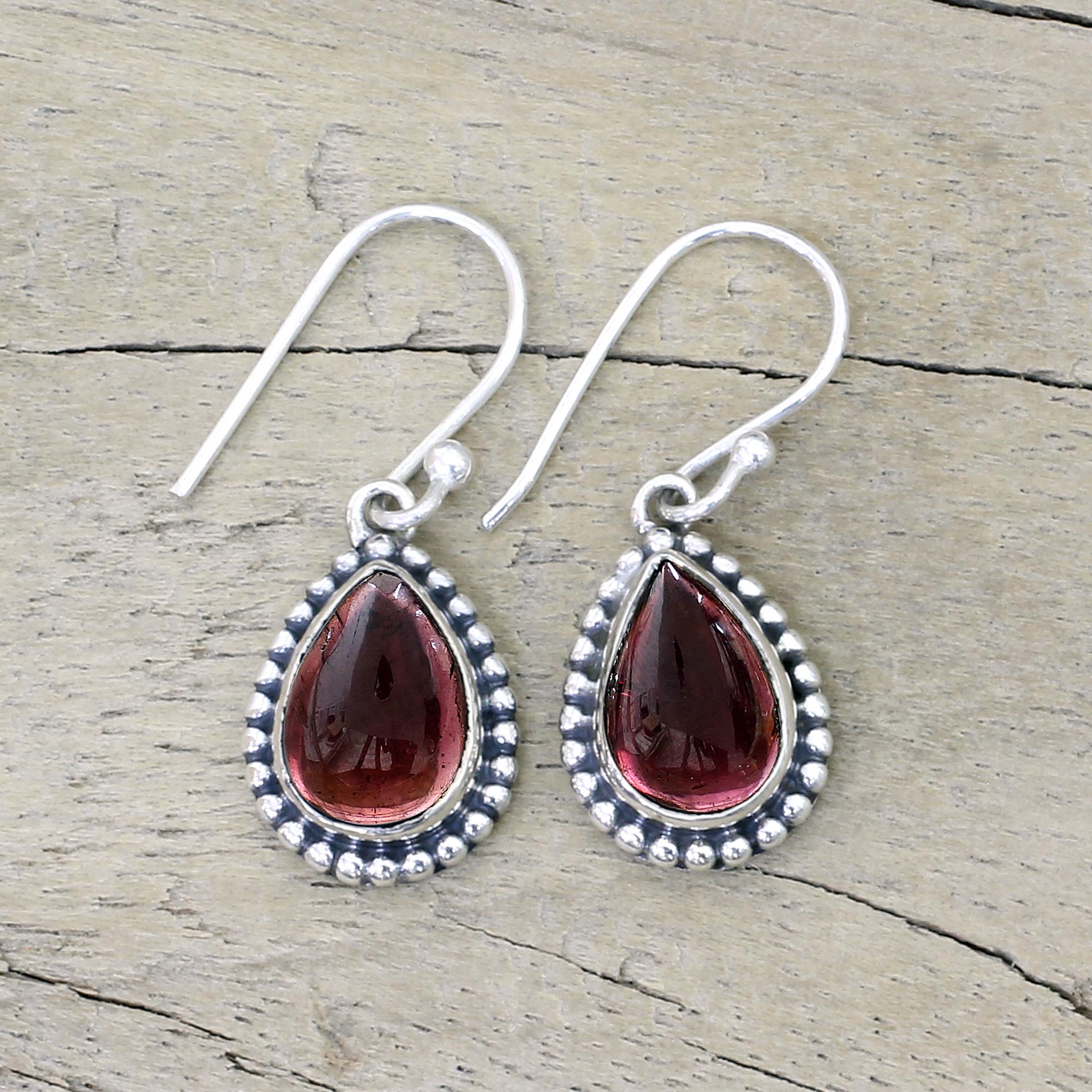 Premium Sterling Silver Garnet Drop Earrings - Radiant Dewdrops Collection