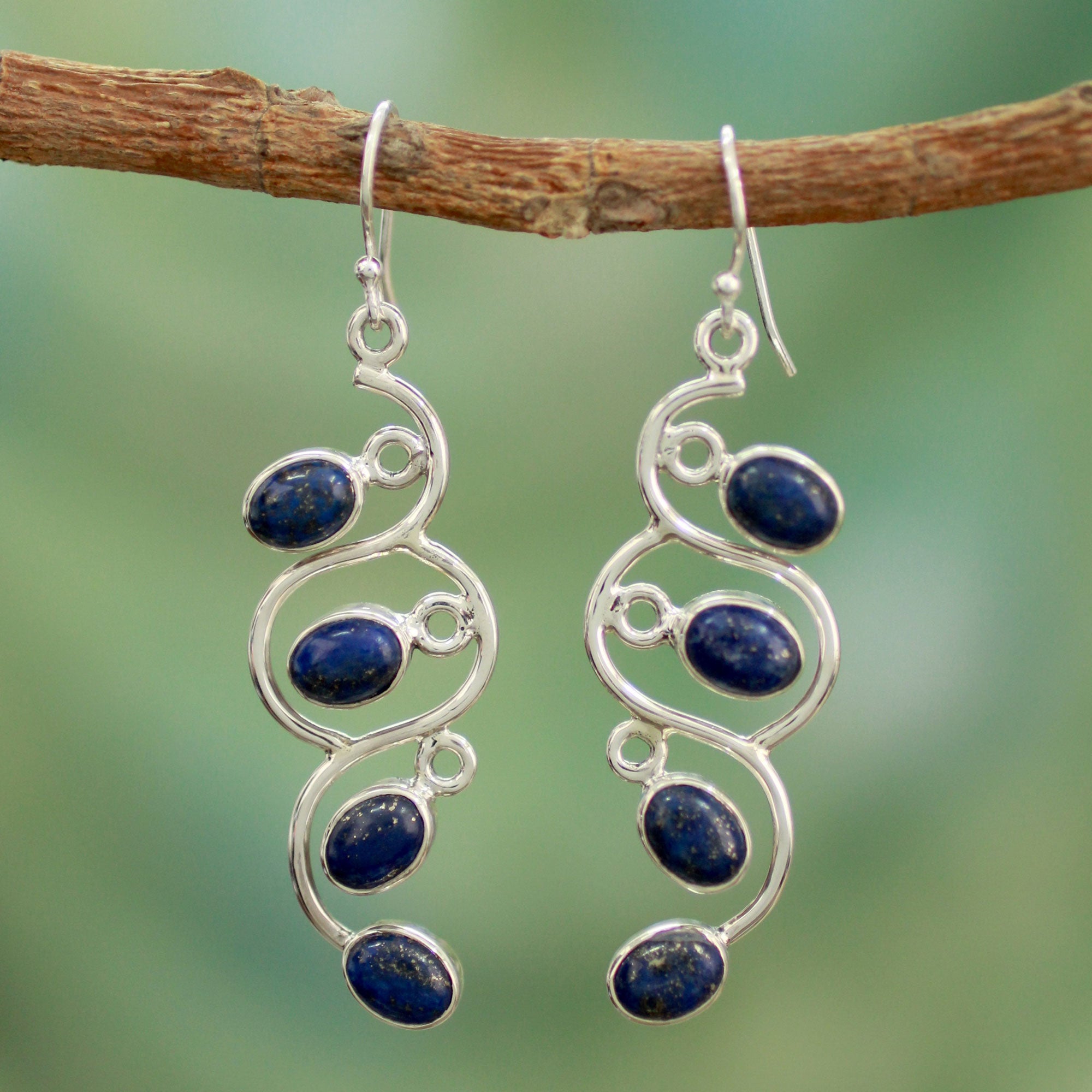 Premium Lotus Buds Lapis Lazuli Earrings - Artisan Sterling Silver Jewelry