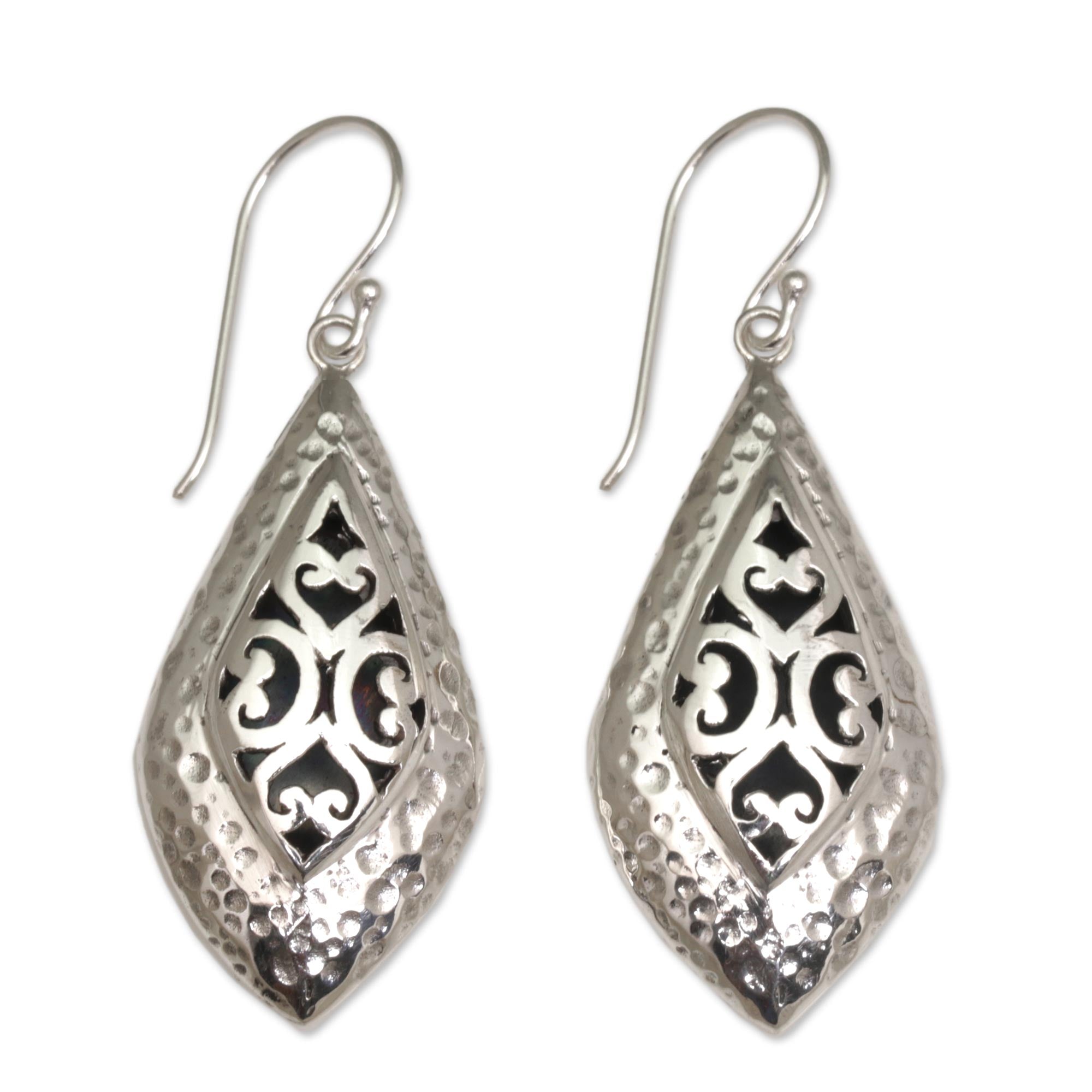 Premium Bali Sterling Silver Openwork Dangle Earrings - Ultimate Elegance