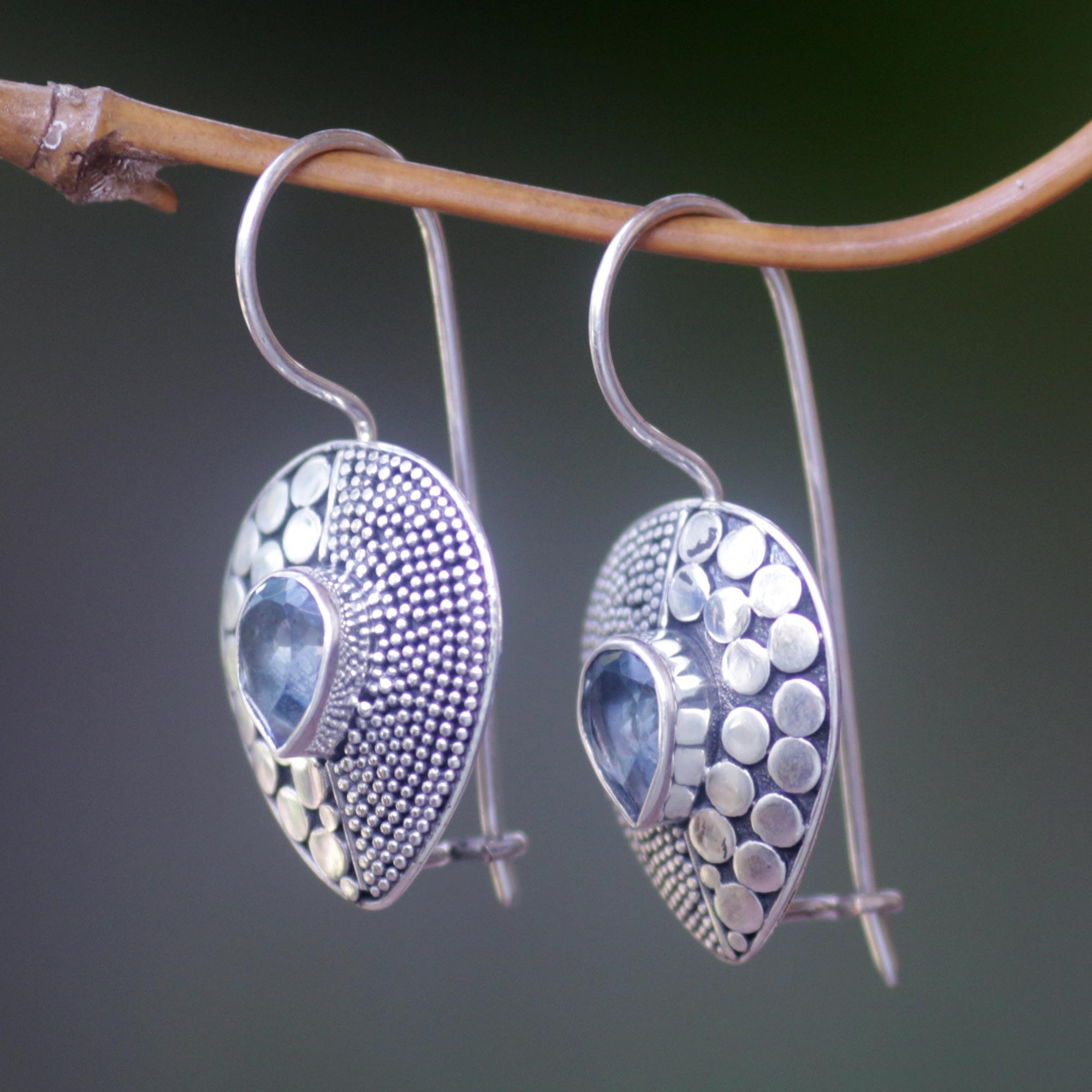 Premium Azure Sincerity Earrings: Fair Trade Blue Topaz & Sterling Silver