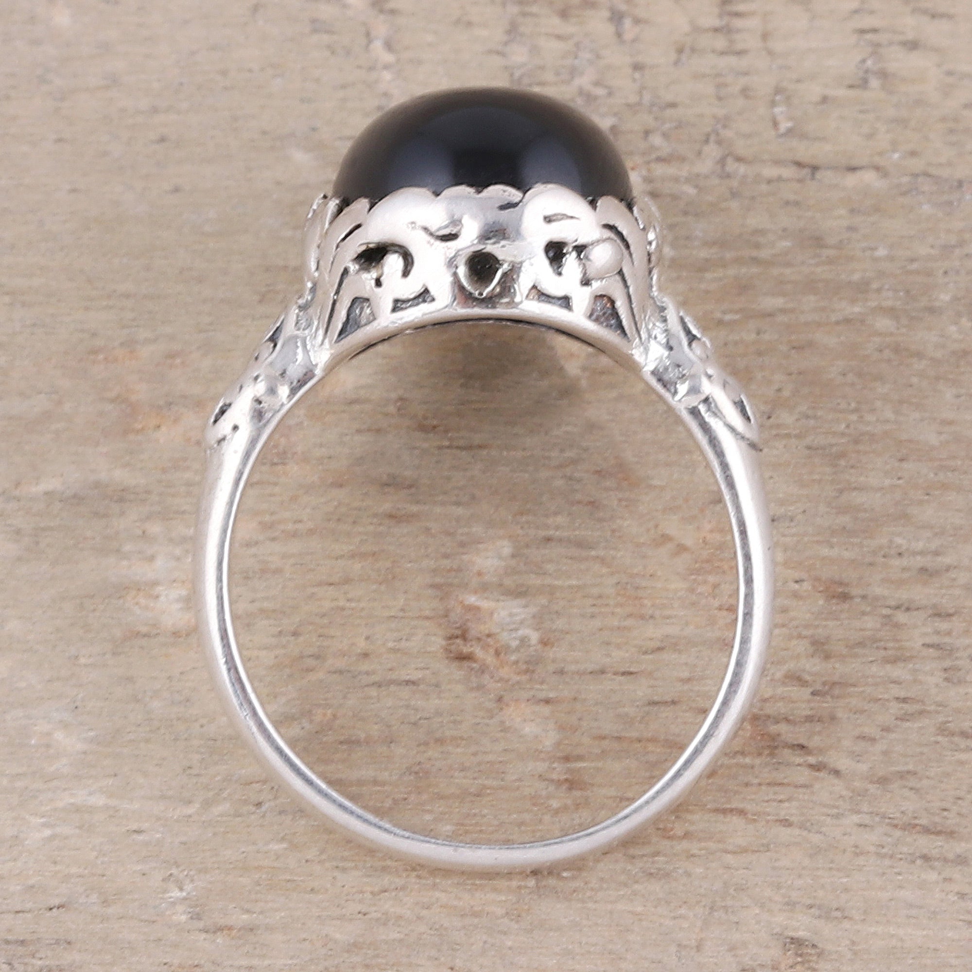 Premium Black Oval Onyx Cocktail Ring - Handcrafted Sterling Silver Jewelry