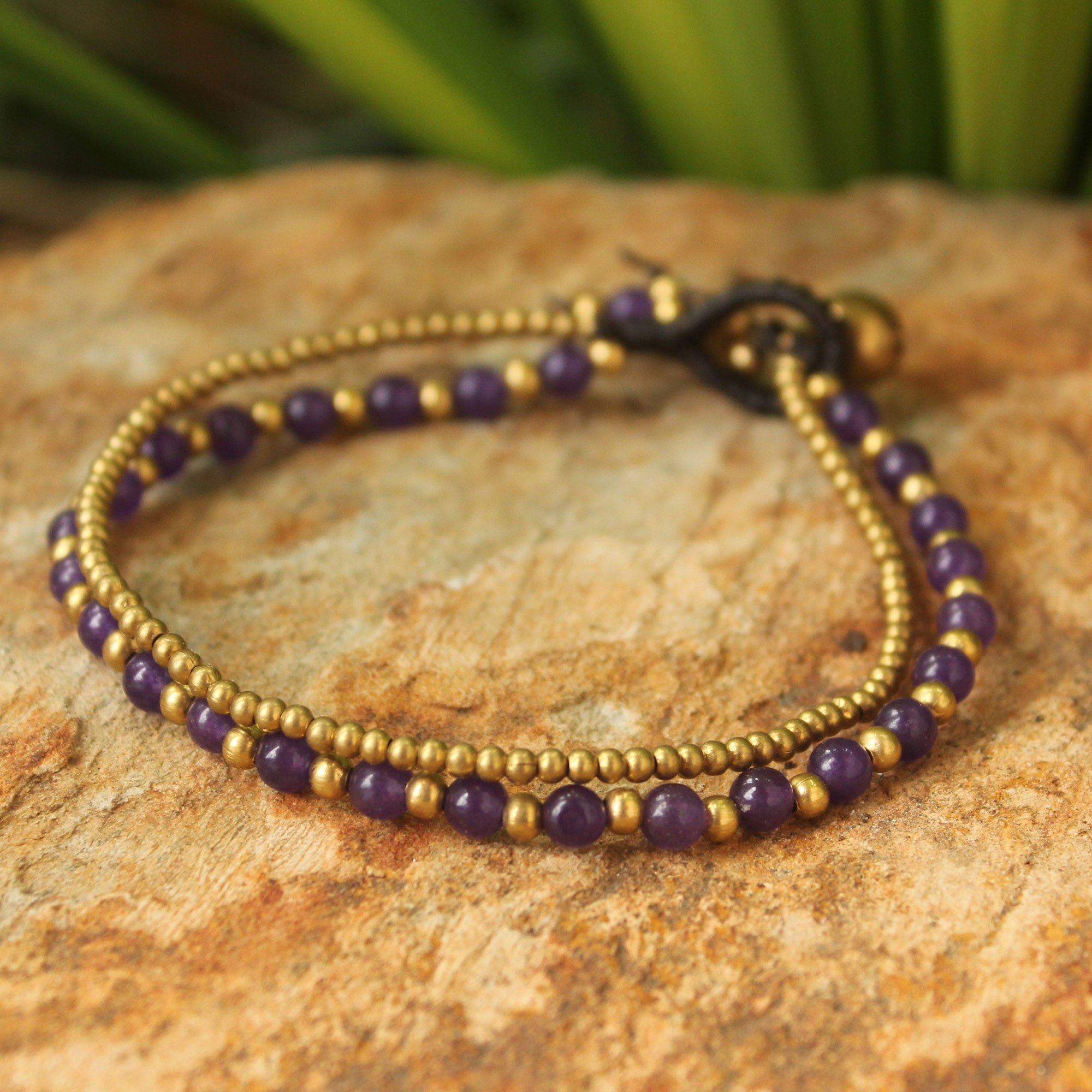 Premium Amethyst & Brass Handcrafted Bracelet