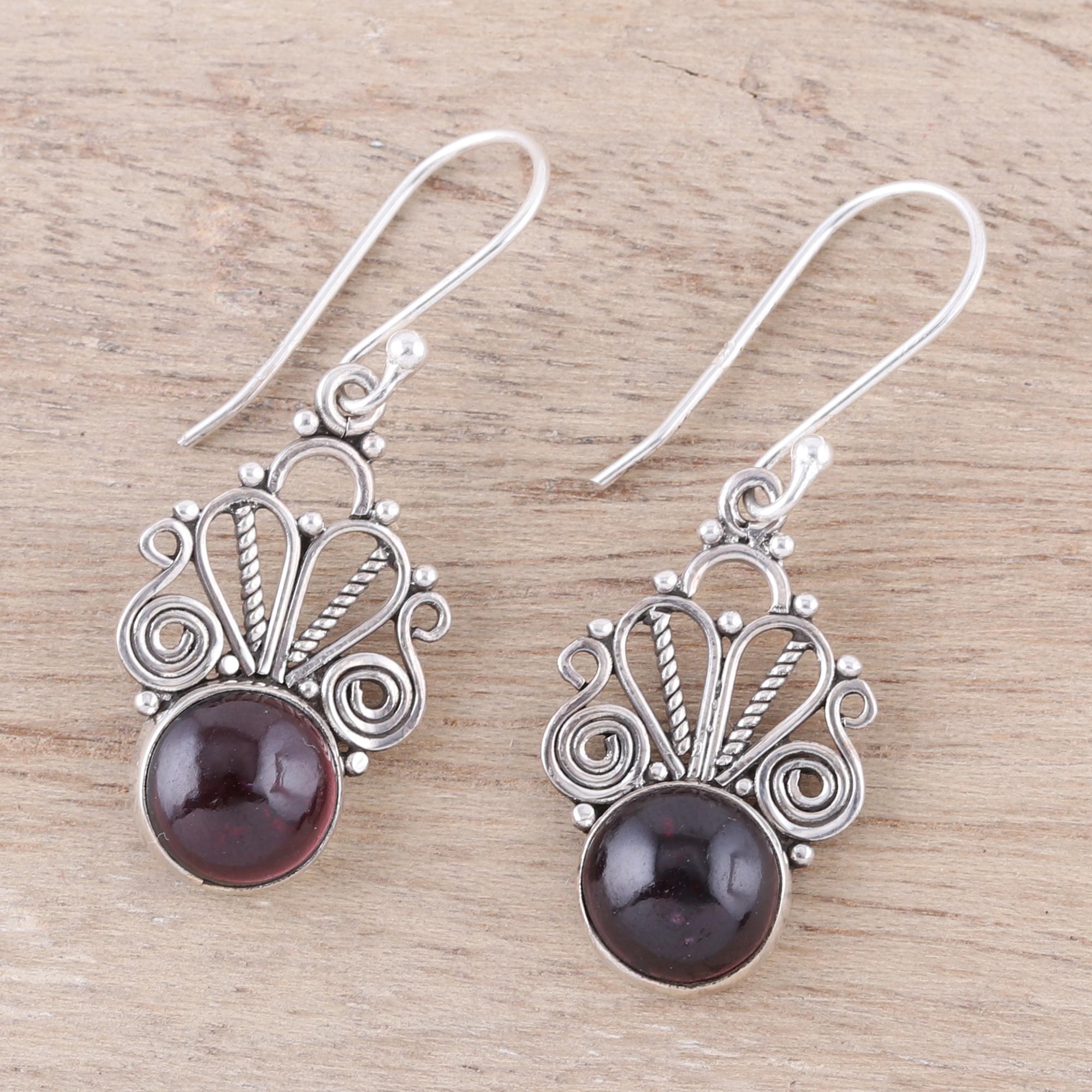 Premium Morning Princess Garnet Dangle Earrings – Handcrafted in India