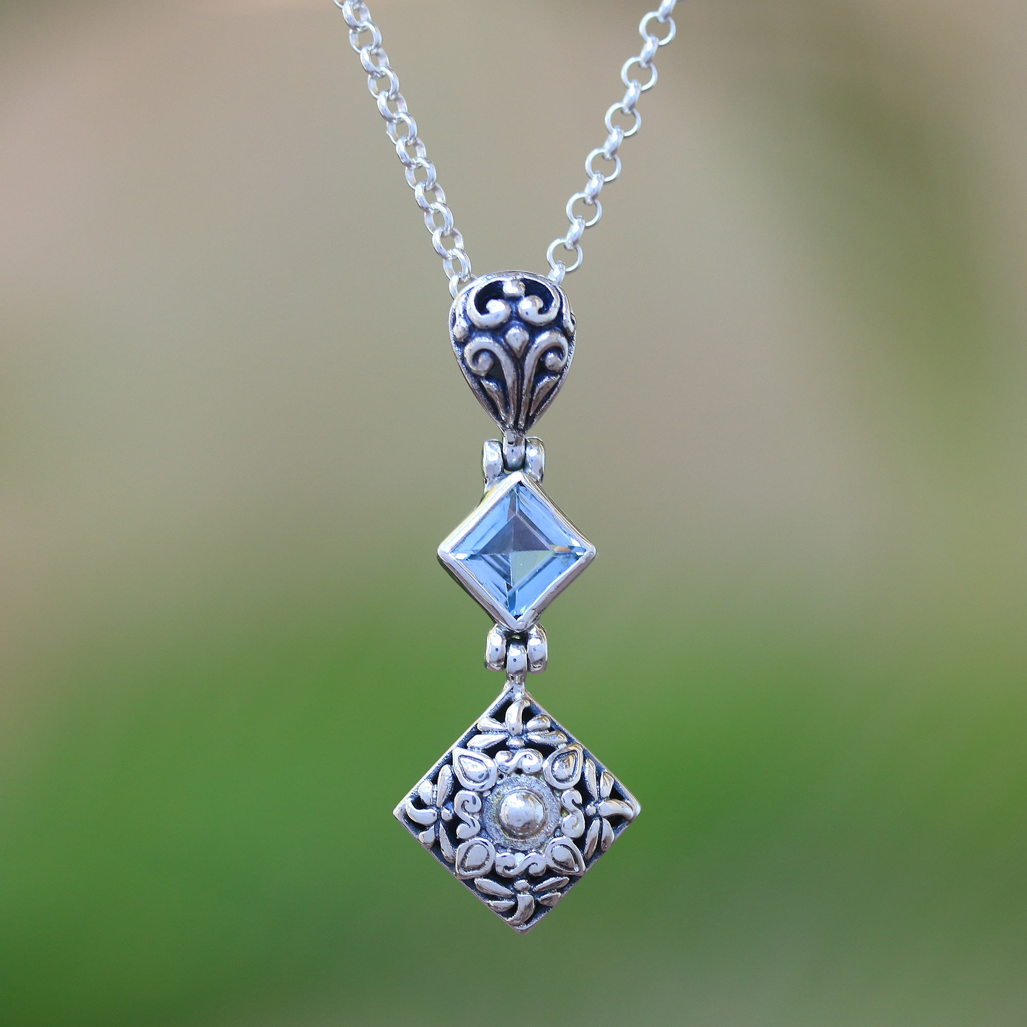 Premium Dragonfly Elegance Necklace: Blue Topaz & Sterling Silver Pendant