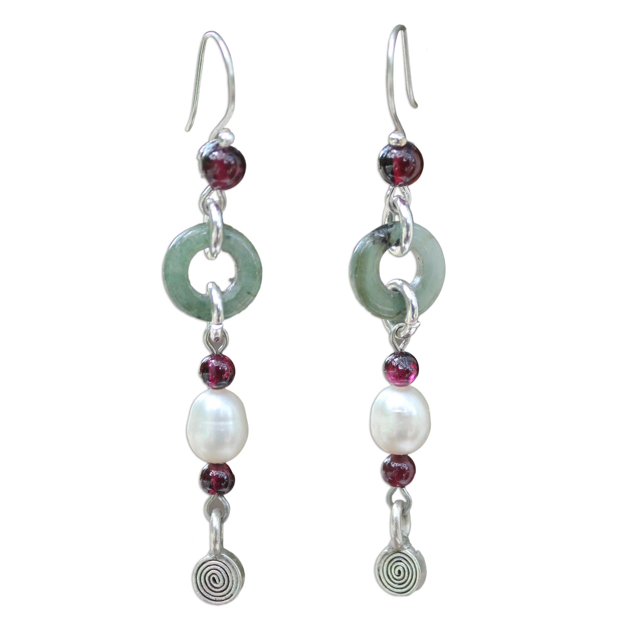 Premium Clouds of Pearl Multi-Gem Sterling Silver Beaded Earrings