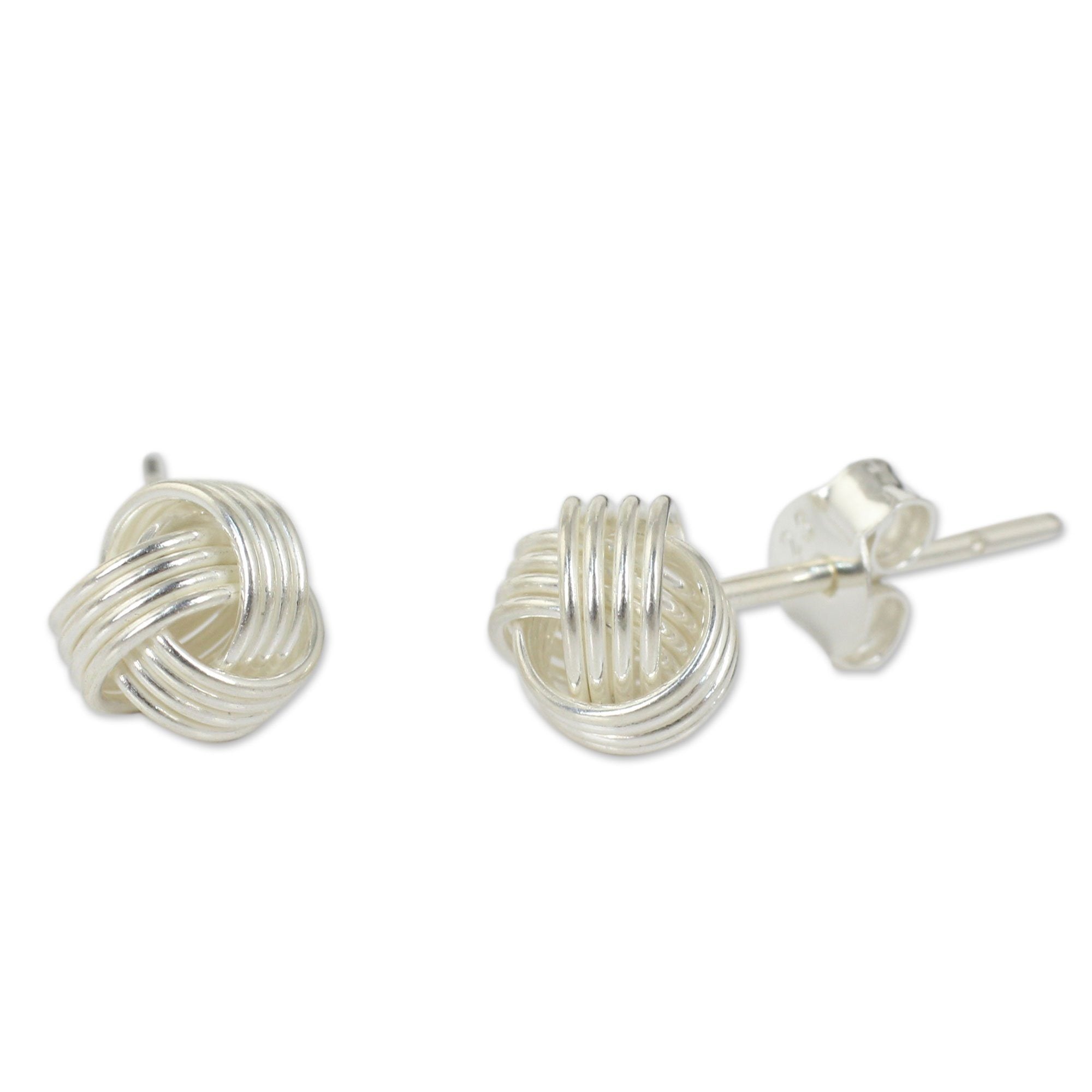 Premium Sterling Silver Button Knot Earrings