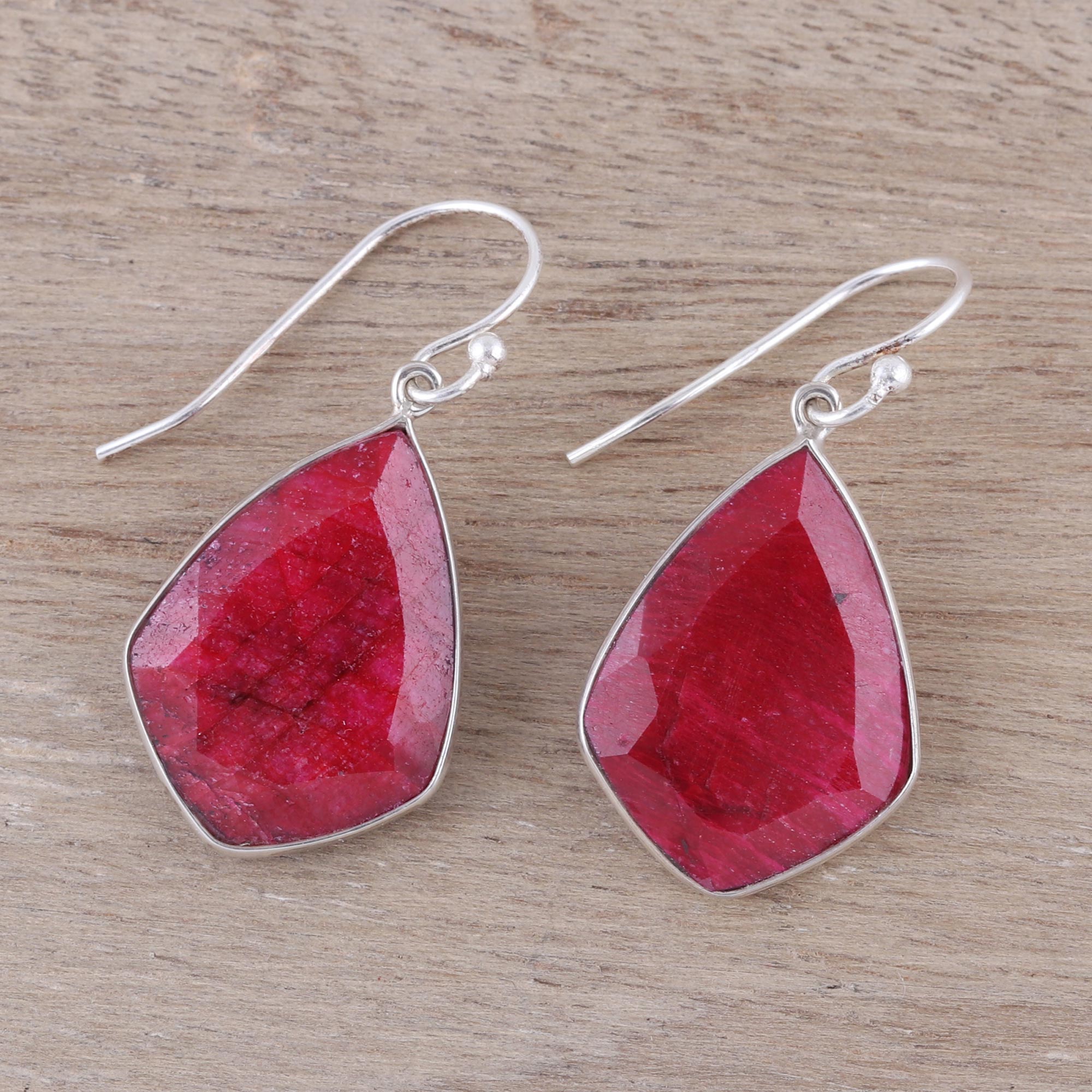 Premium Passionate Muse Ruby Dangle Earrings - Handcrafted Sterling Silver Jewelry