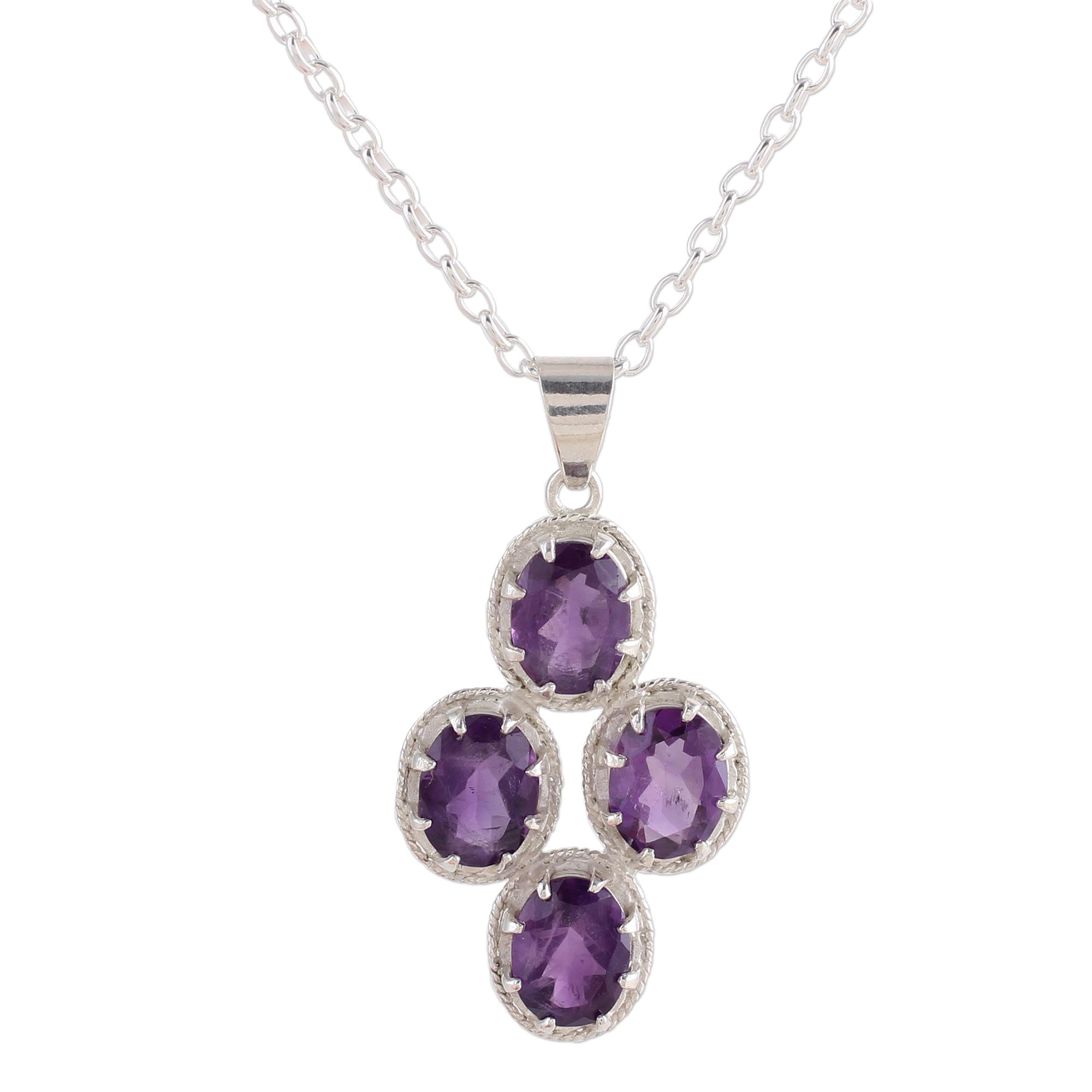 Premium Lilac Amethyst Sterling Silver Pendant Necklace - Handcrafted Elegance